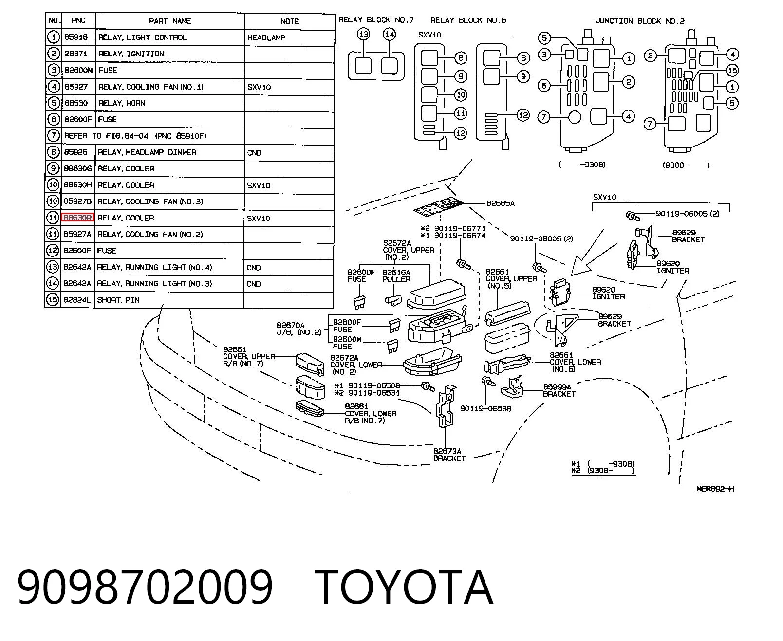 Przekaźnik wentylatora do Toyota Camry III V10