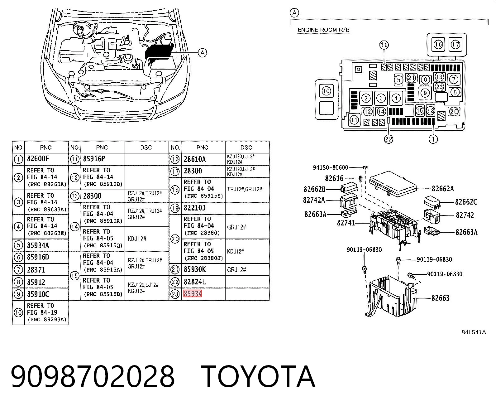 9098702028 Toyota Przekaźnik lamp przeciwmgielnych