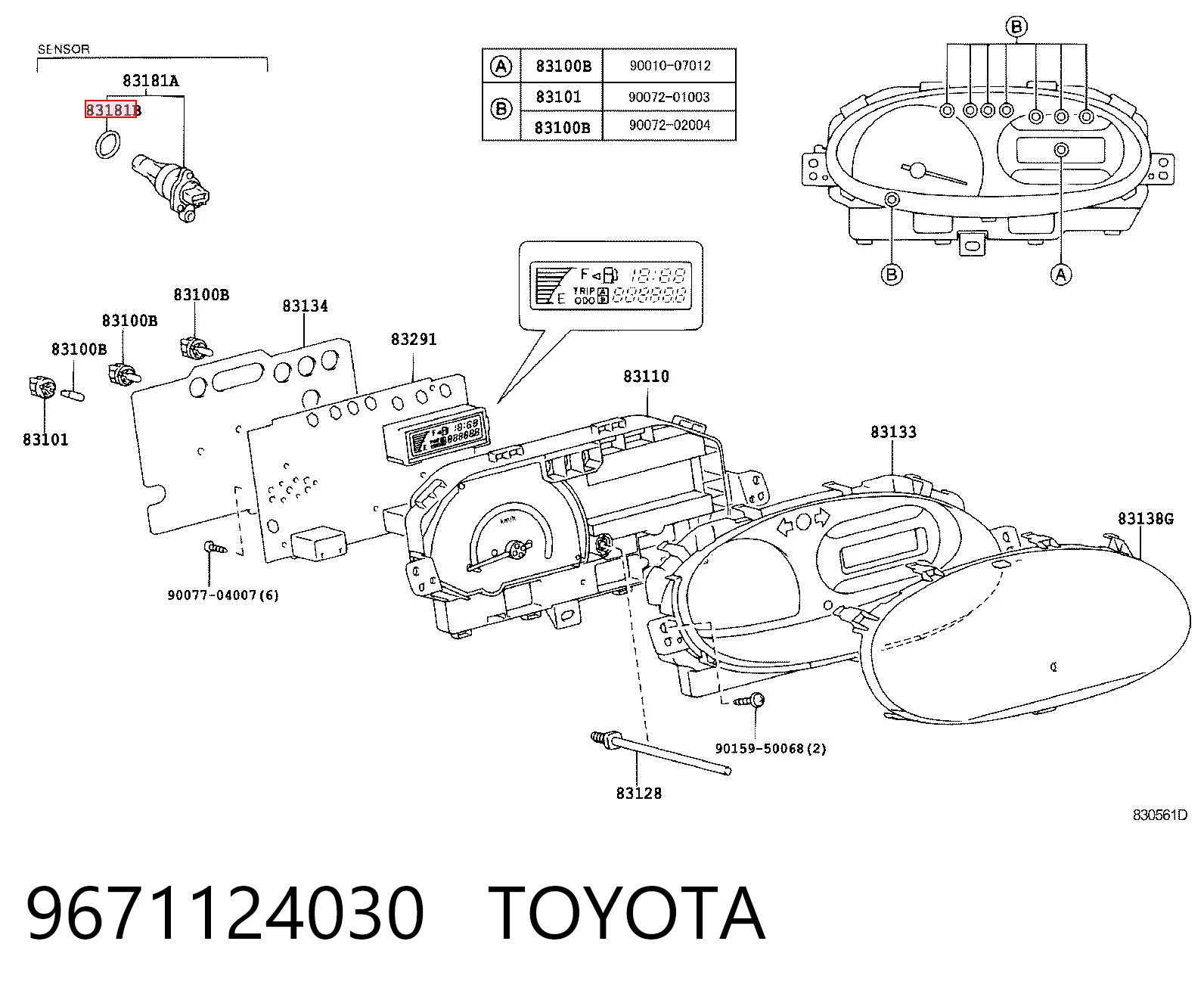 9671124030 Toyota Pierścień uszczelniający czujnika prędkości skrzyni biegów (napędu)
