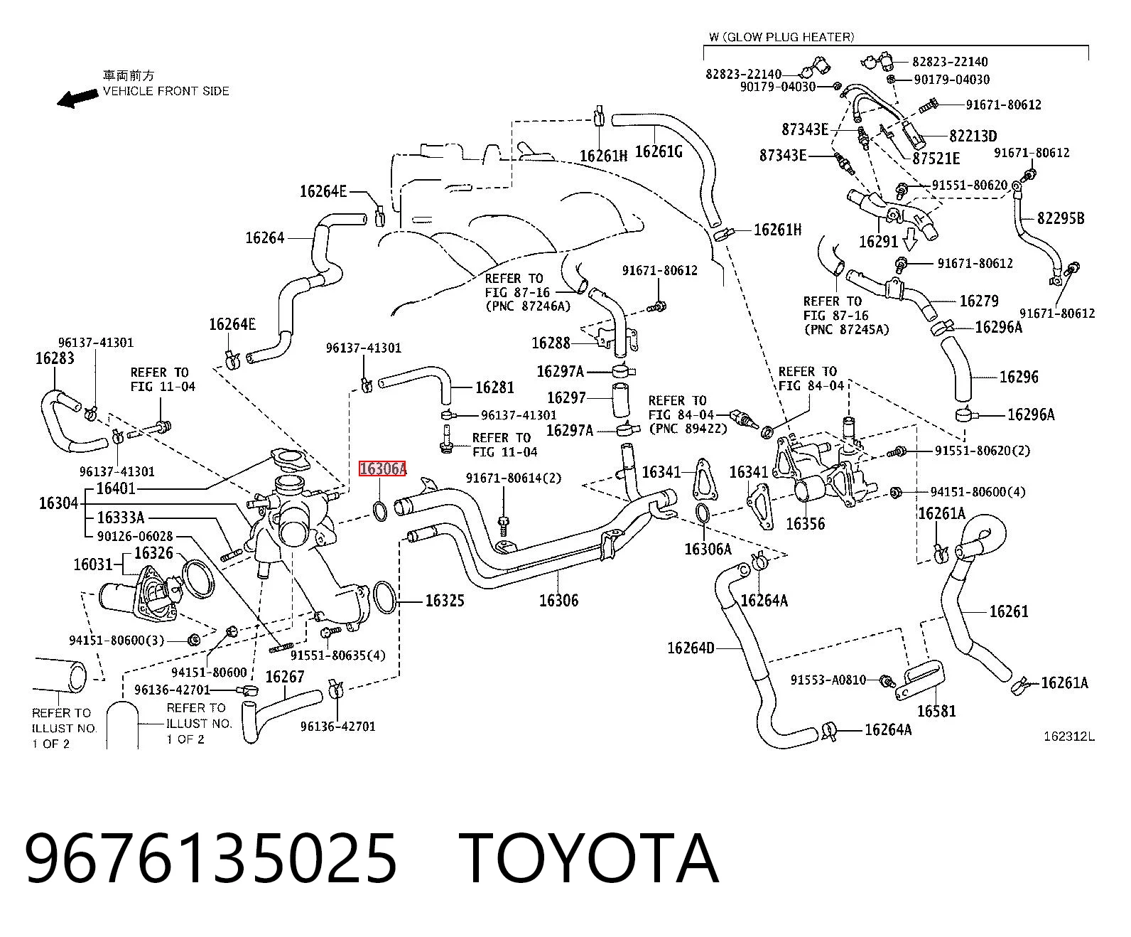 9676135025 Toyota Pierścień uszczelniający układu chłodzenia