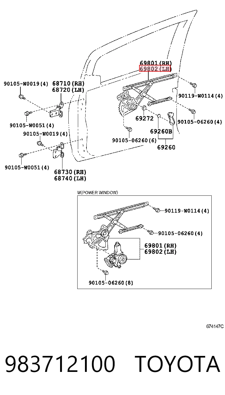 Do koszyka Mechanizm podnoszenia szyby drzwi przednich lewych Toyota Yaris  SP90