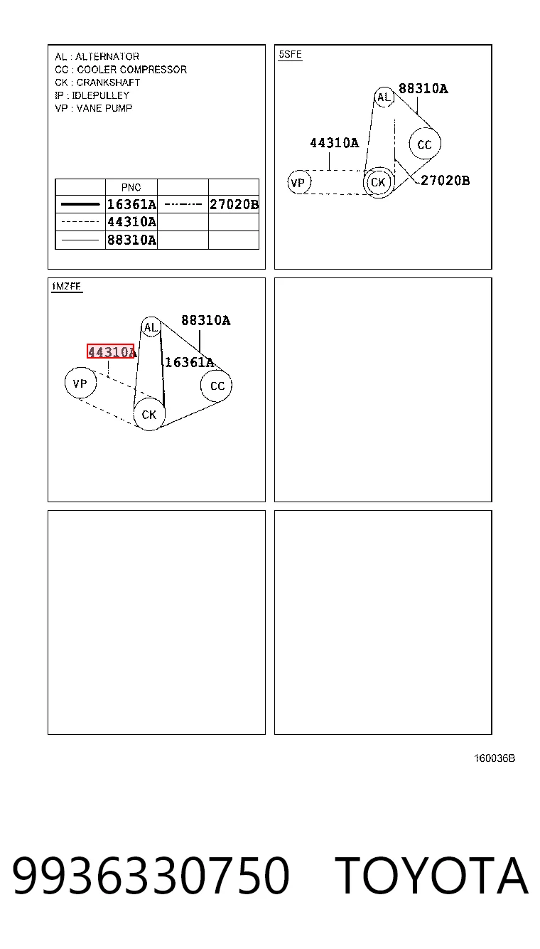 9936330750 Toyota Pas napędowy mechanizmów