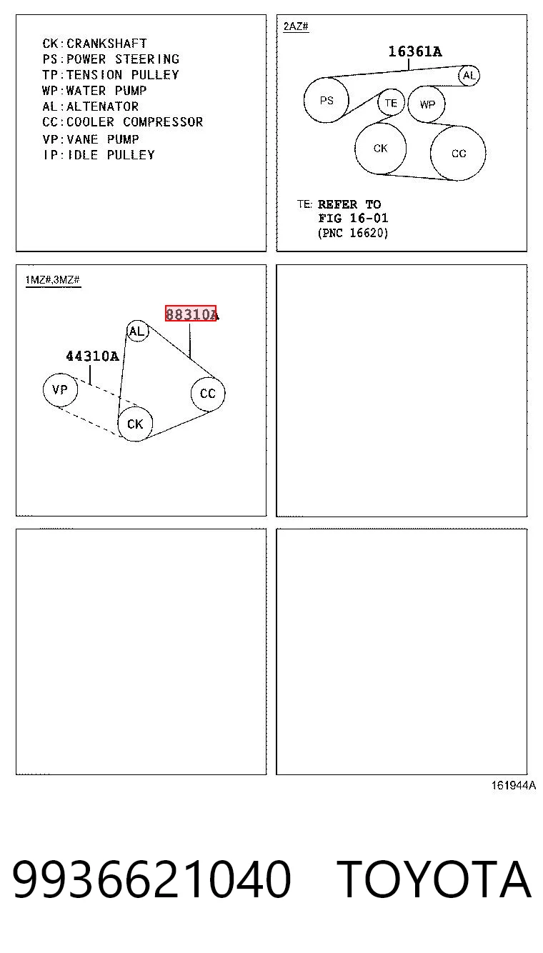 Pas napędowy mechanizmów Toyota Highlander I SUV (ACU2, MCU2) (2000 - 2007) cena, od 11,78 USD