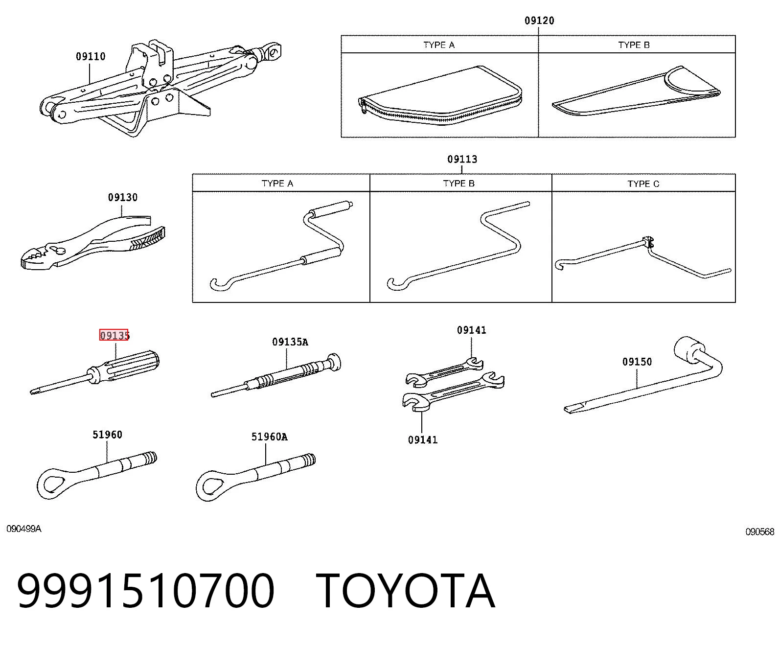 9991510700 Toyota Śrubokręt
