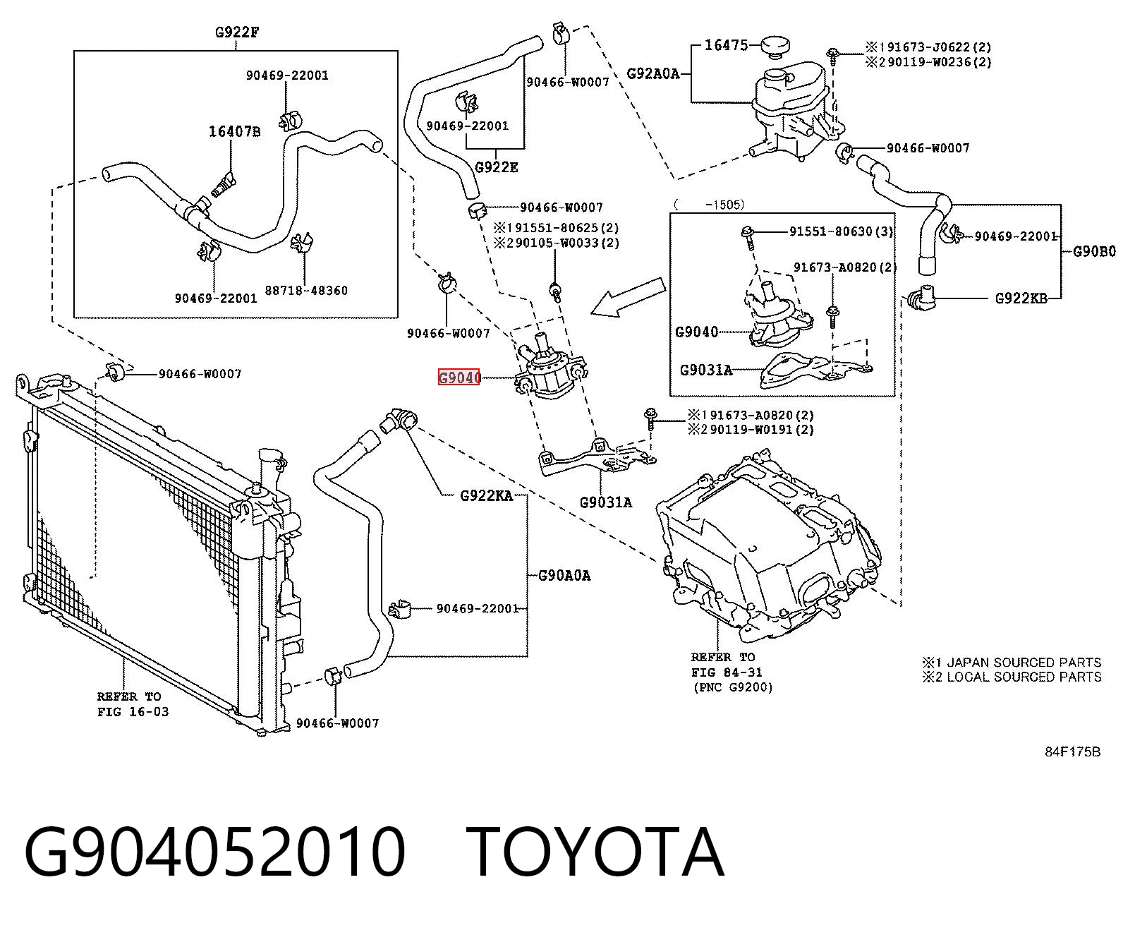 G904052010 Toyota Pompa chłodzenia wodą, dodatkowa elektryczna
