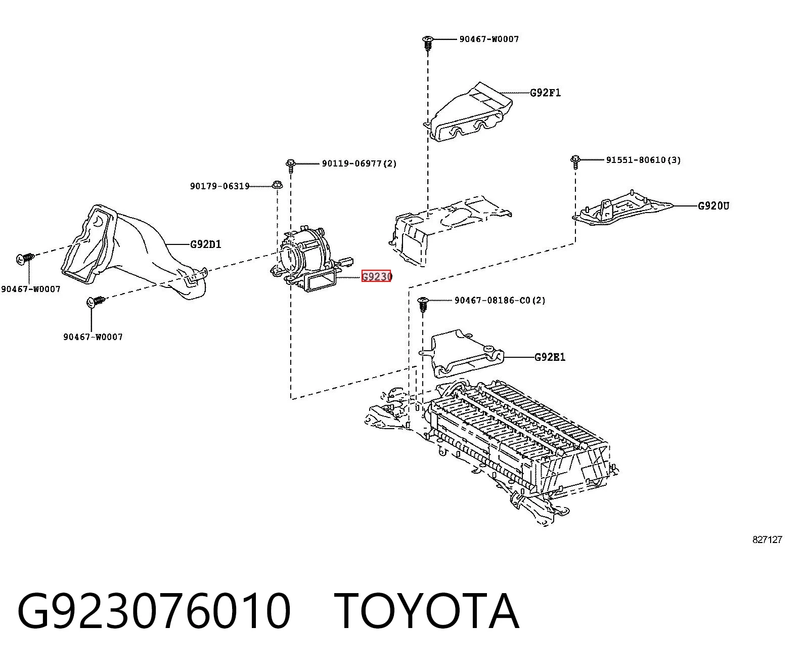 G923076010 Toyota Wentylator chłodzący akumulator