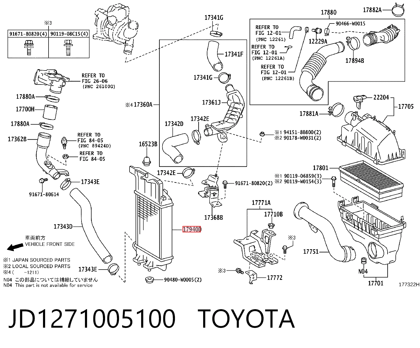 Do koszyka Chłodnica intercoolera Toyota Yaris  P13