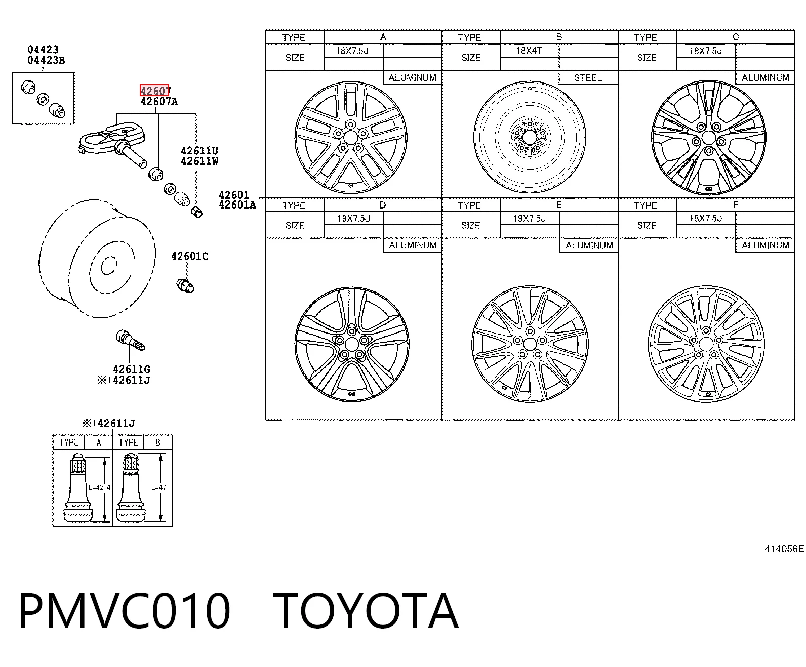 PMVC010 Toyota Czujnik ciśnienia w oponach