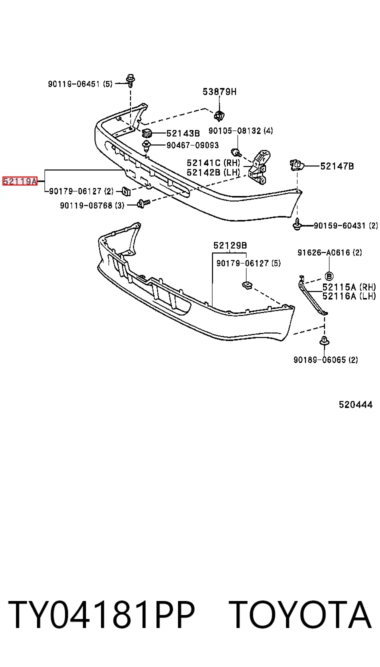 Zderzak przedni Toyota Corolla sedana (E11) (1997 - 2001) cena, od 105,60 USD