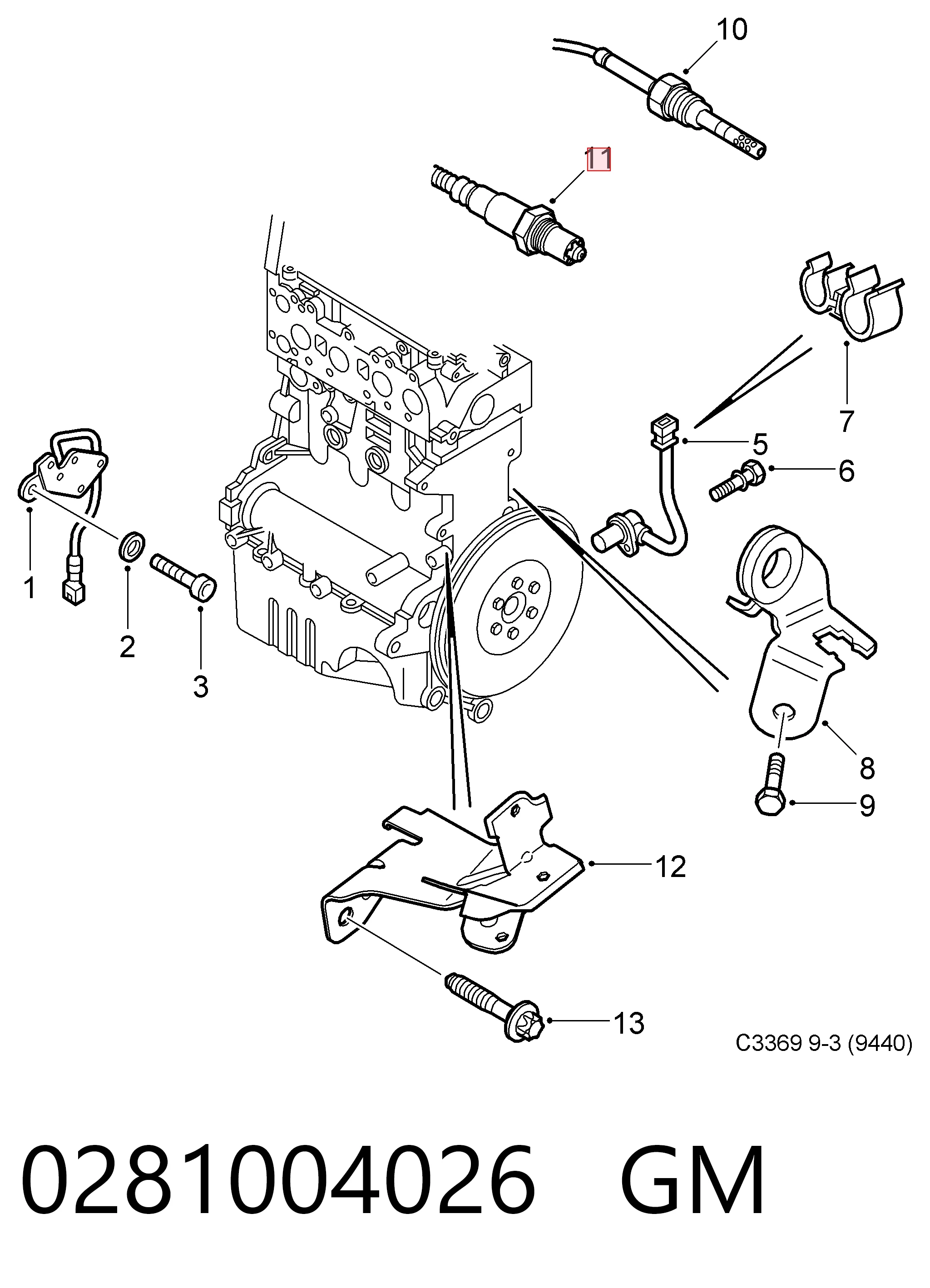 Sonda lambda czujnik tlenu przed katalizatorem 30751138 Hyundai/Kia