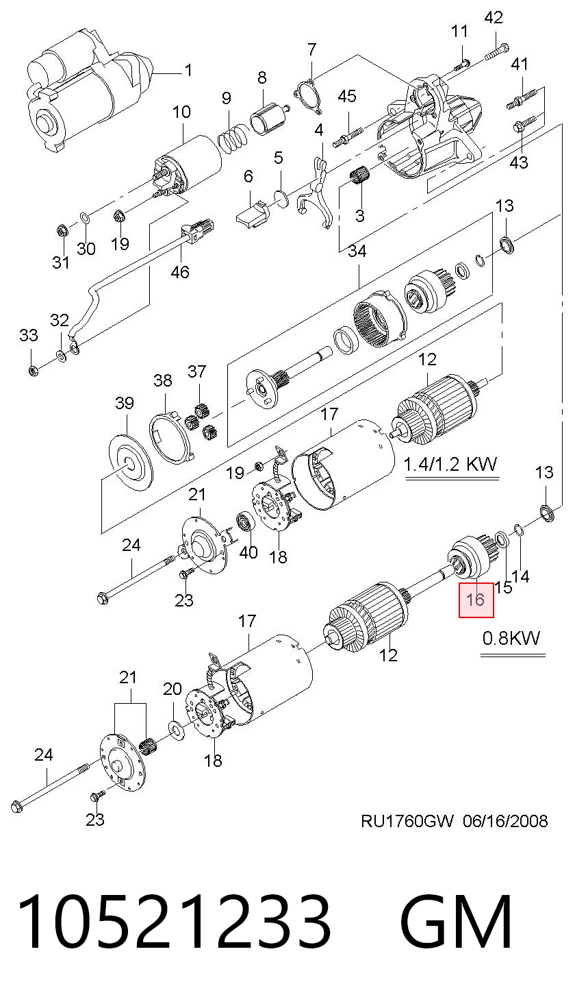 Do koszyka Bendiks rozrusznika Opel Kadett E 35, 36, 45, 46