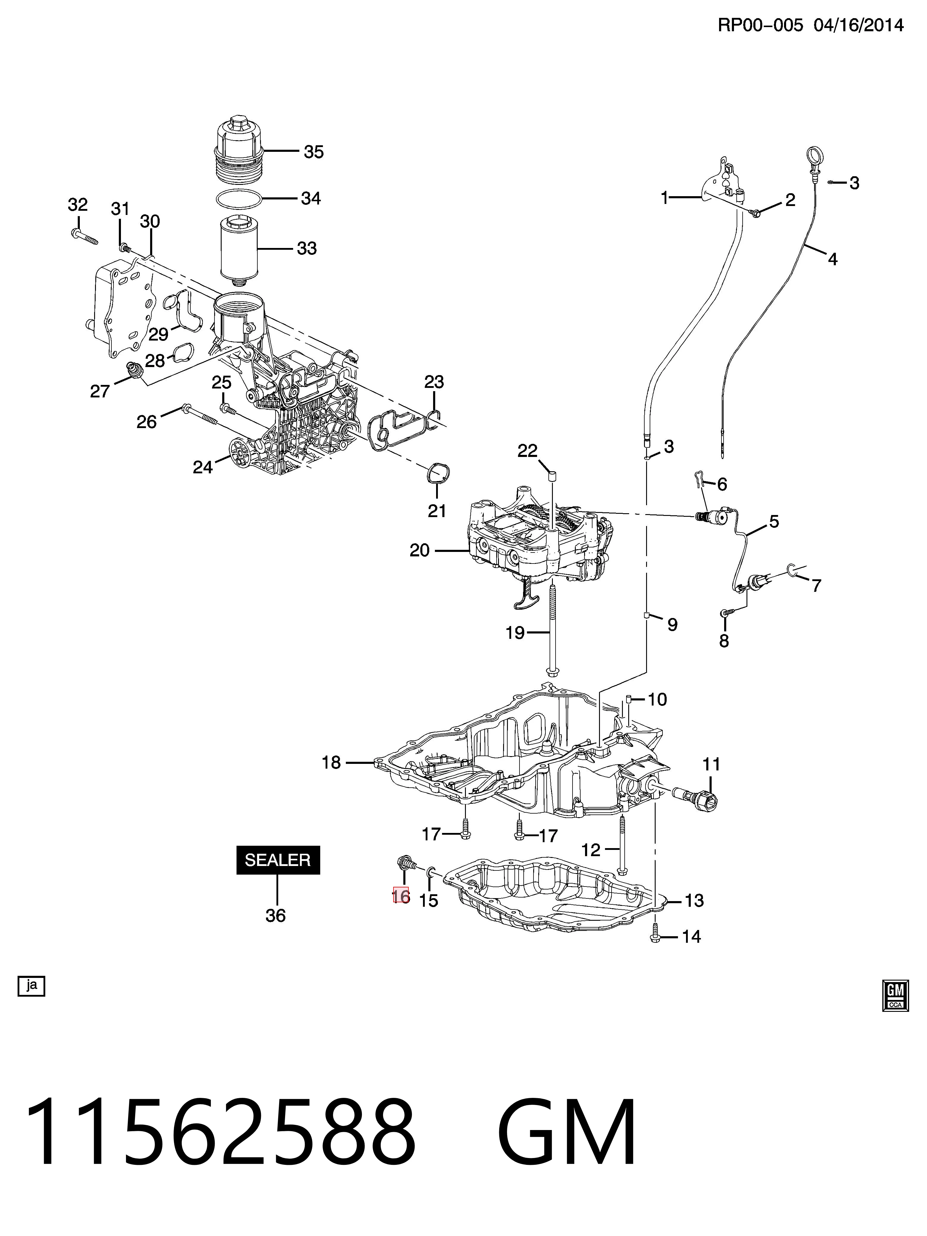 11562588 General Motors Korek miski olejowej silnika