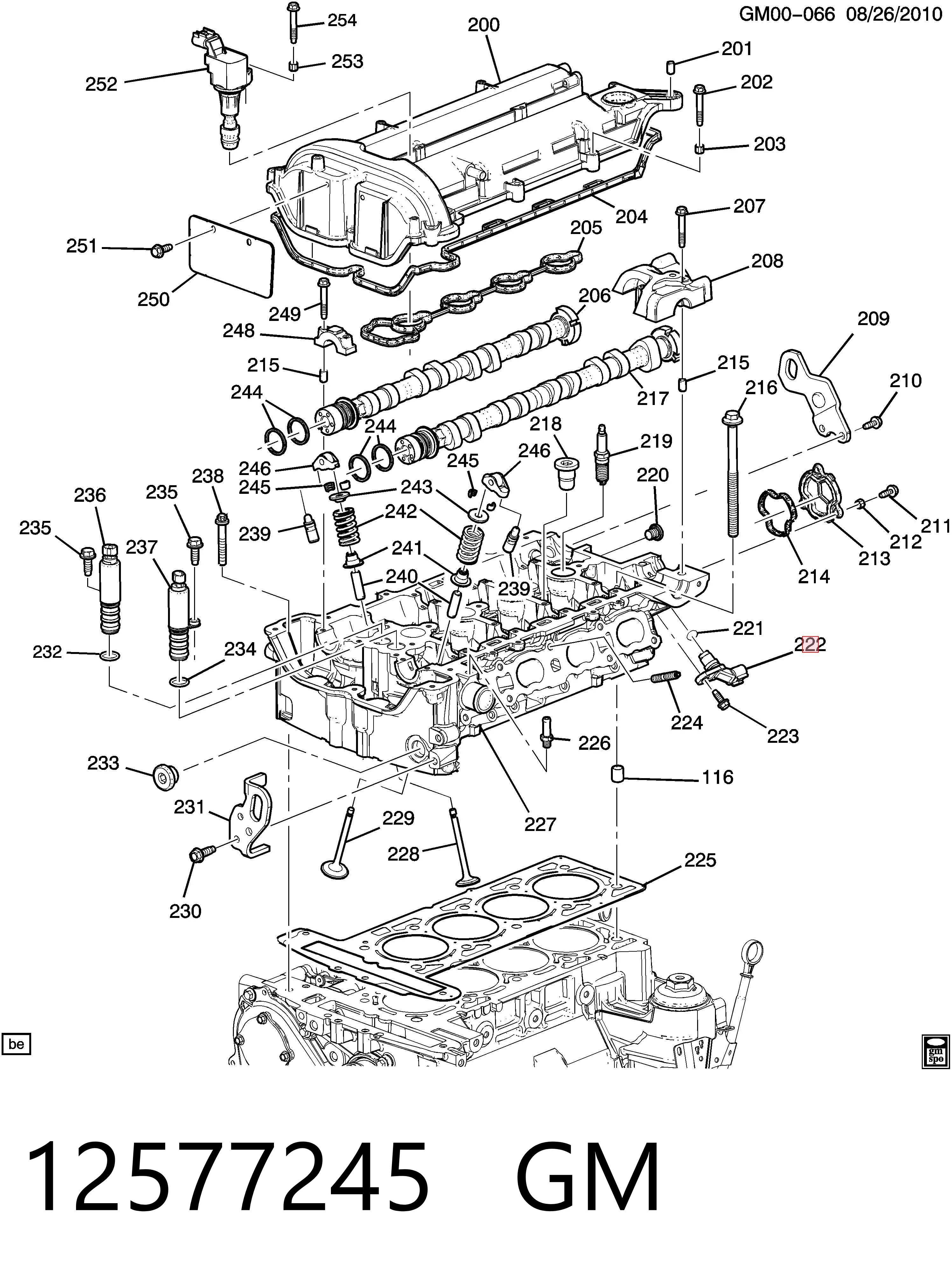 12577245 General Motors Czujnik położenia wałka rozrządu
