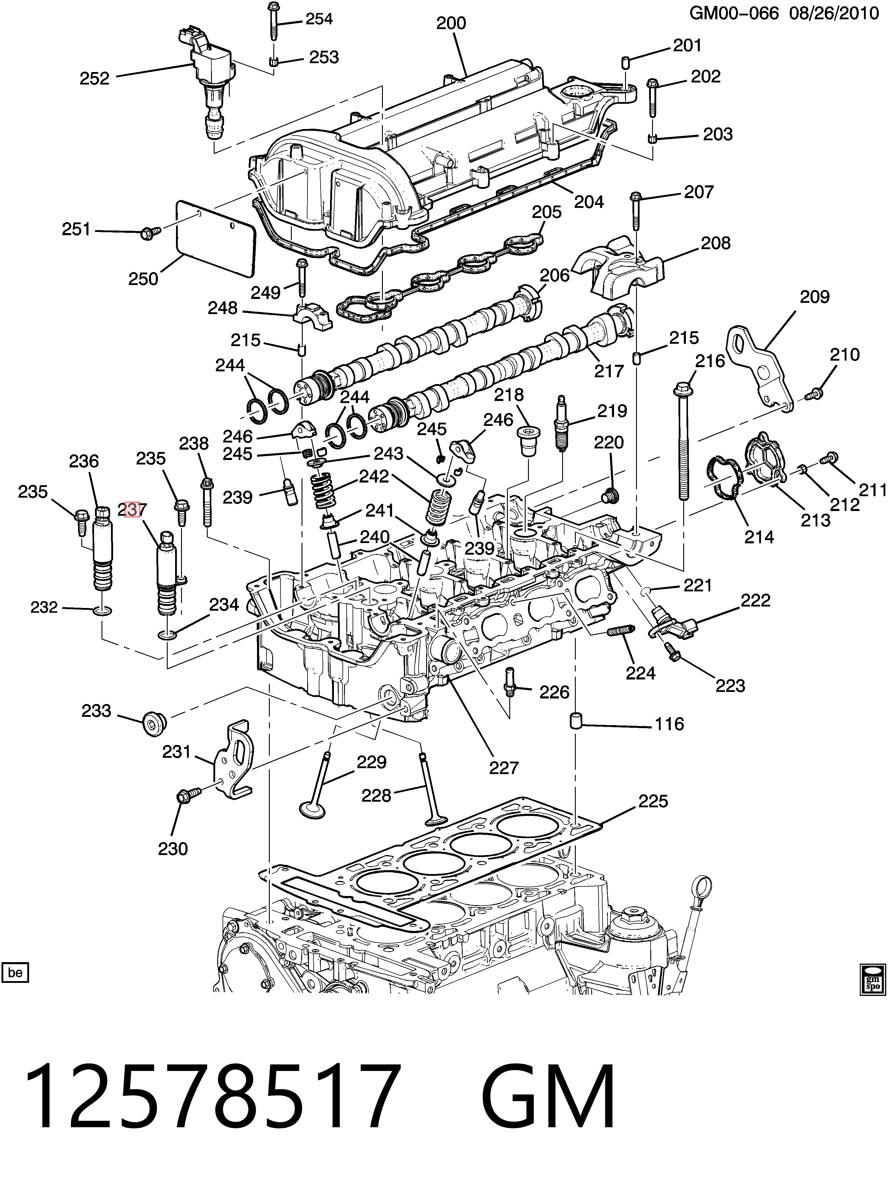 12578517 General Motors Zawór elektromagnetyczny położenia (faz) wałka rozrządu lewy