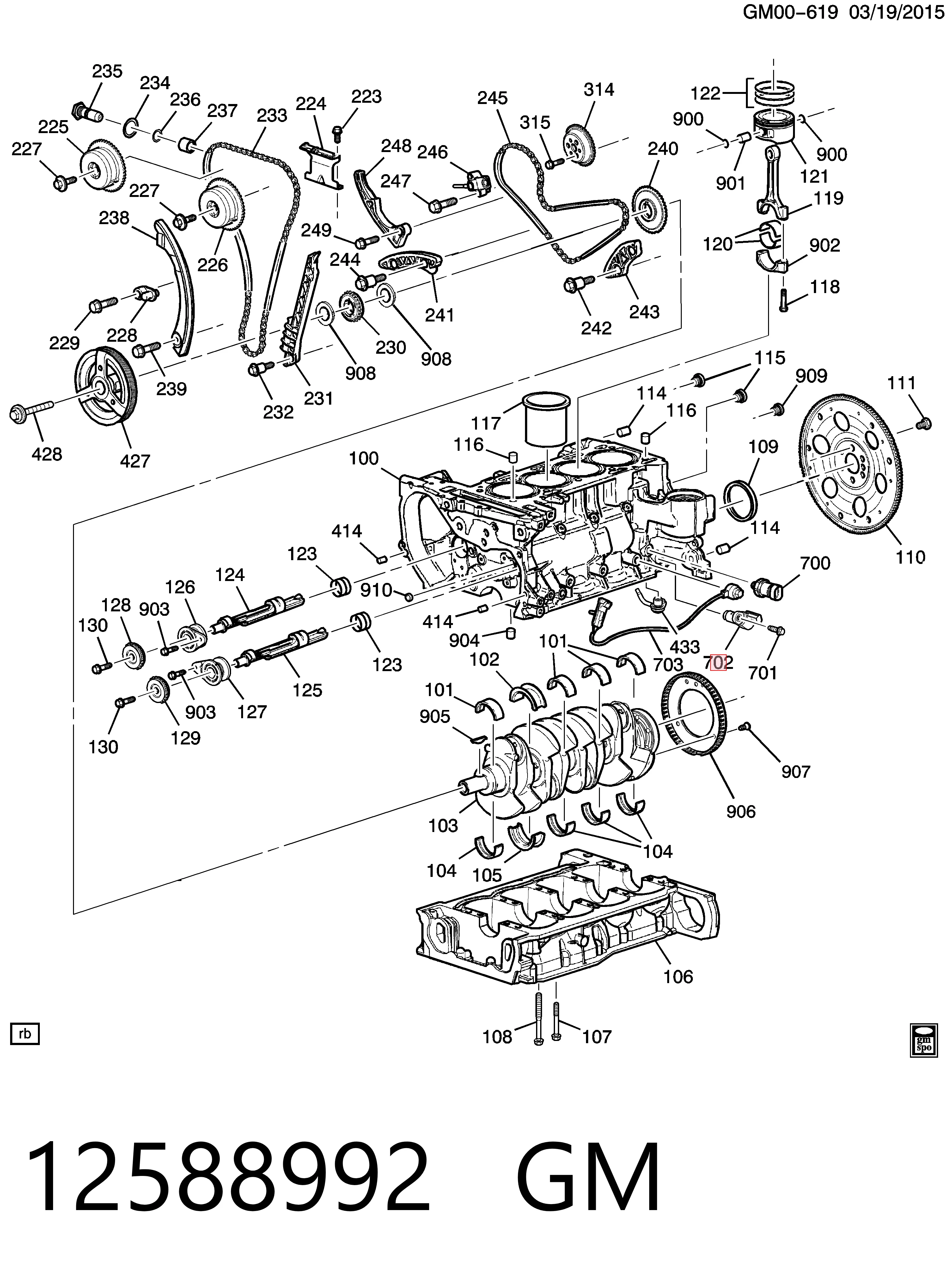 12588992 General Motors Czujnik położenia wału korbowego