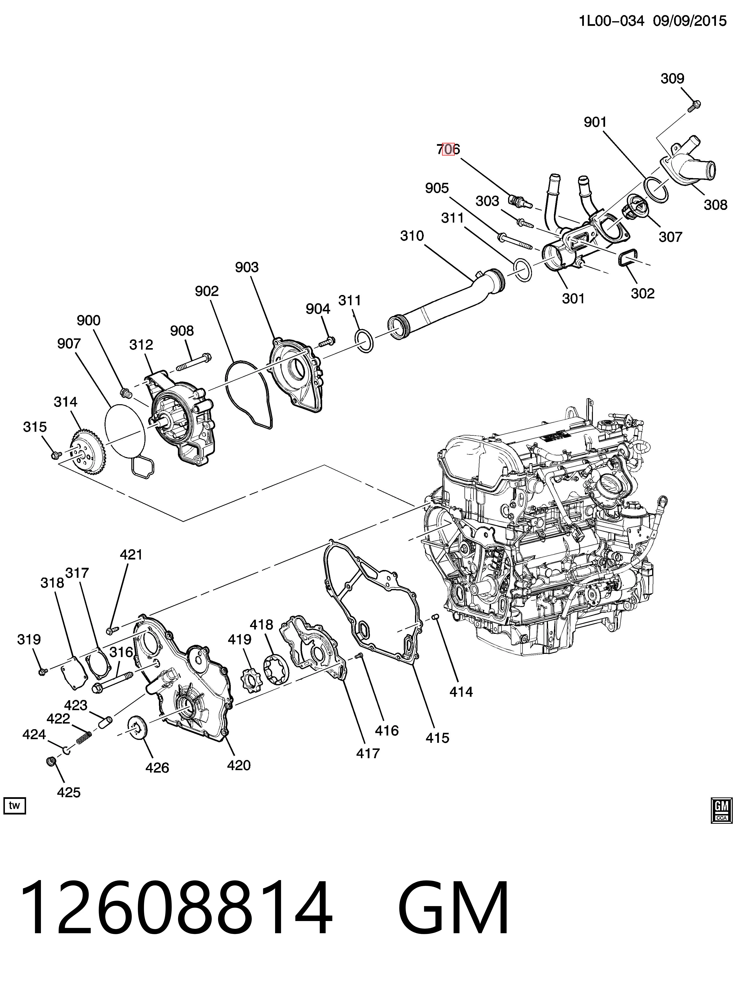 12608814 General Motors Czujnik temperatury płynu chłodzącego