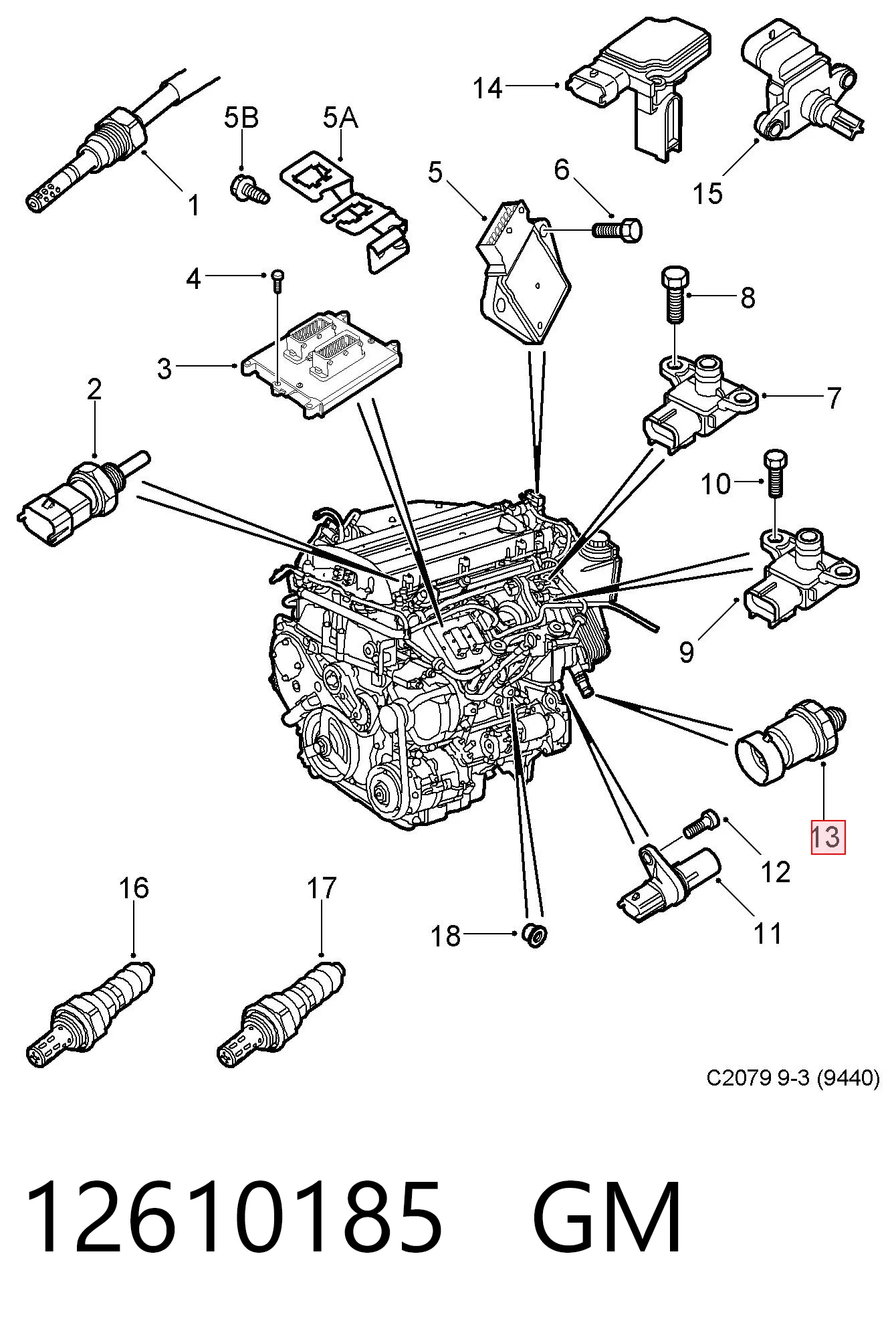 12610185 General Motors Czujnik ciśnienia oleju
