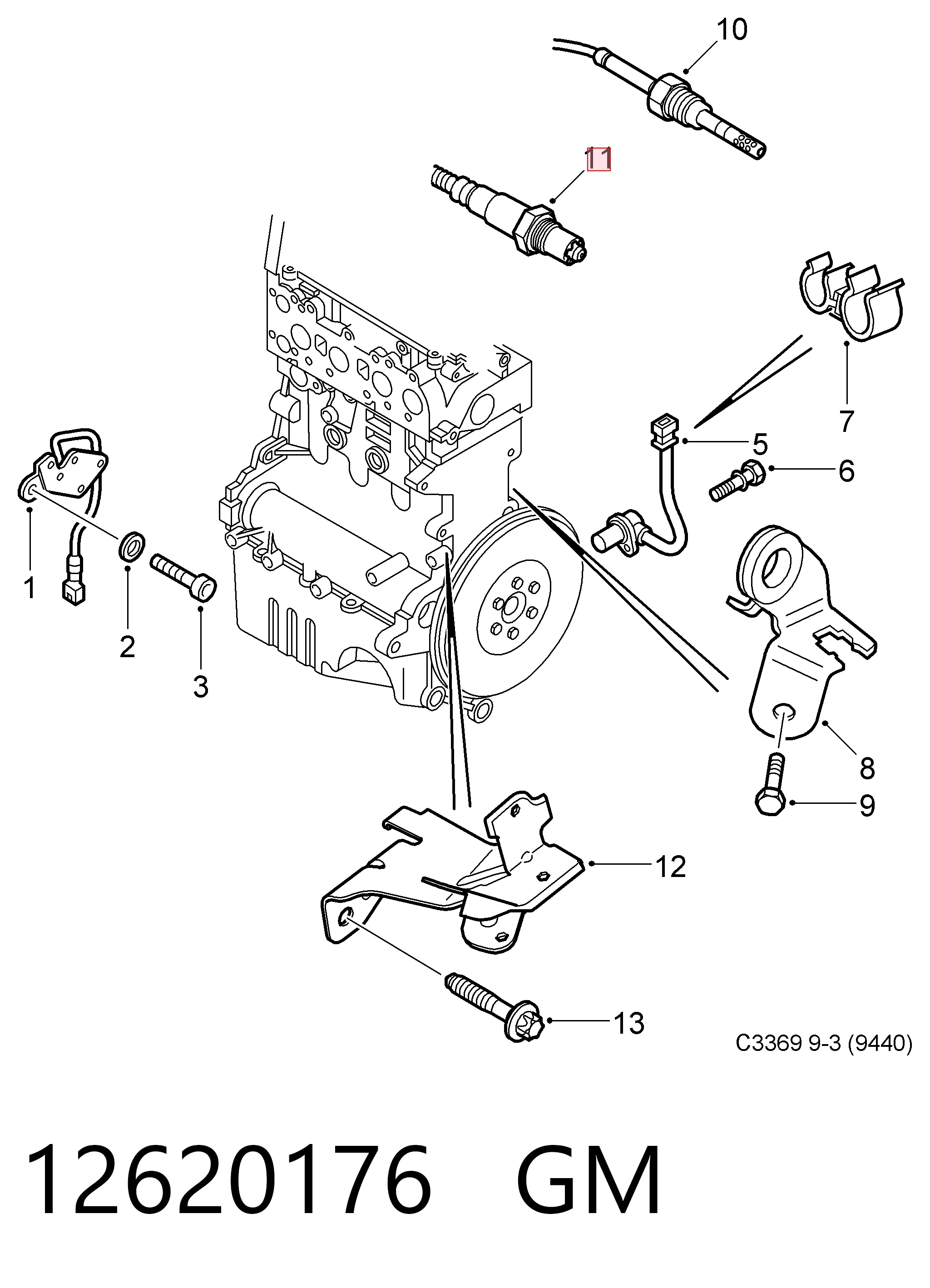 12620176 General Motors Sonda lambda czujnik tlenu przed katalizatorem