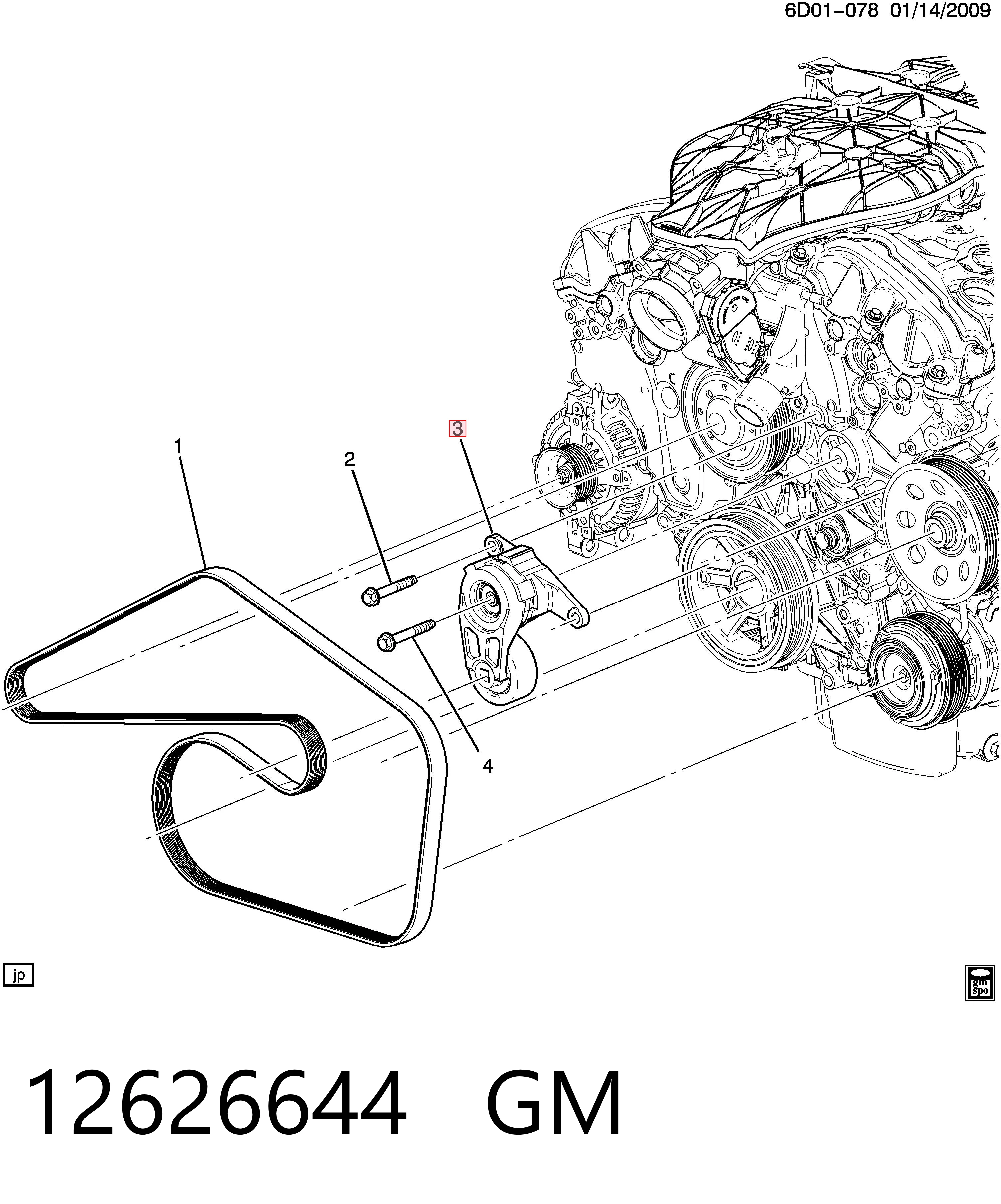 12626644 General Motors Napinacz paska napędowego