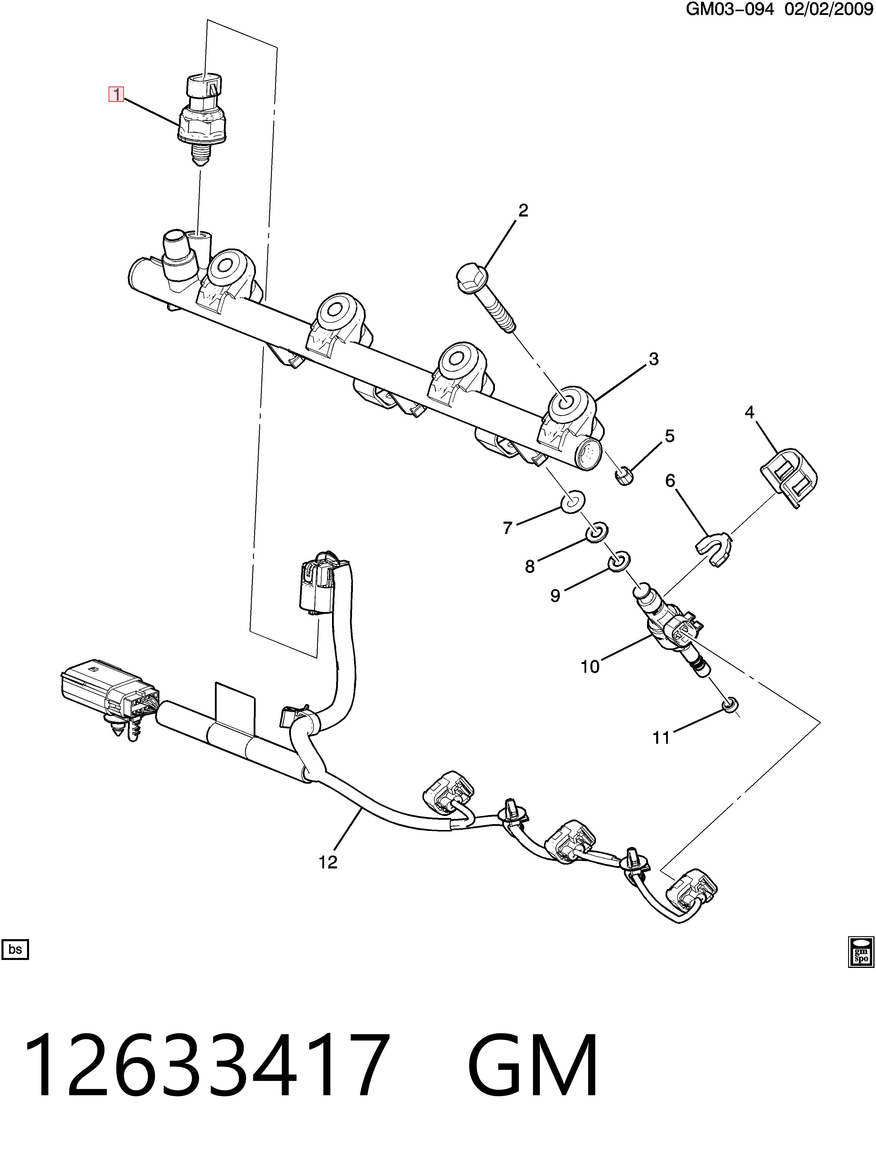 12633417 General Motors Czujnik ciśnienia paliwa