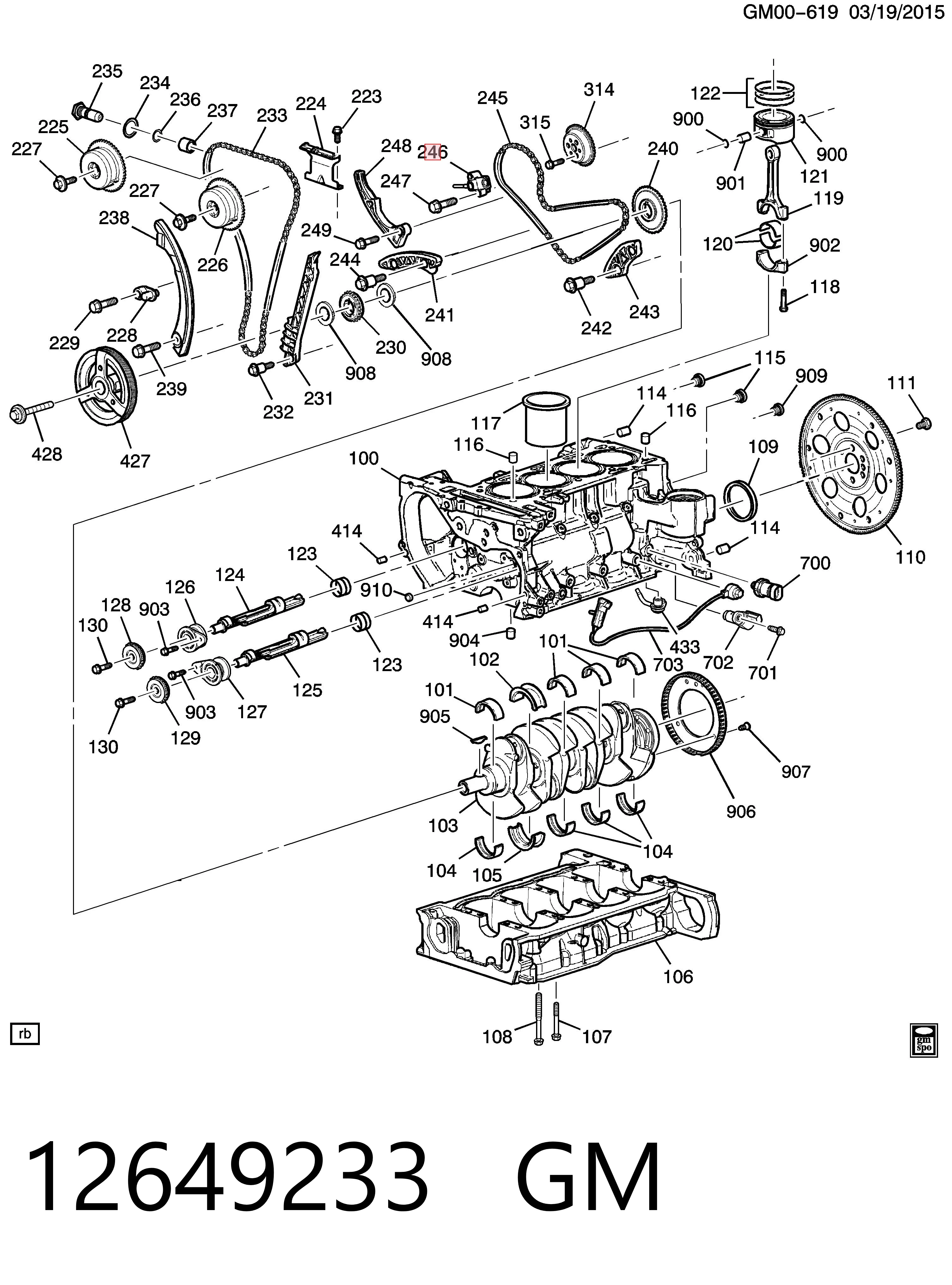 12649233 General Motors Napinacz łańcucha wałka wyrównoważającego