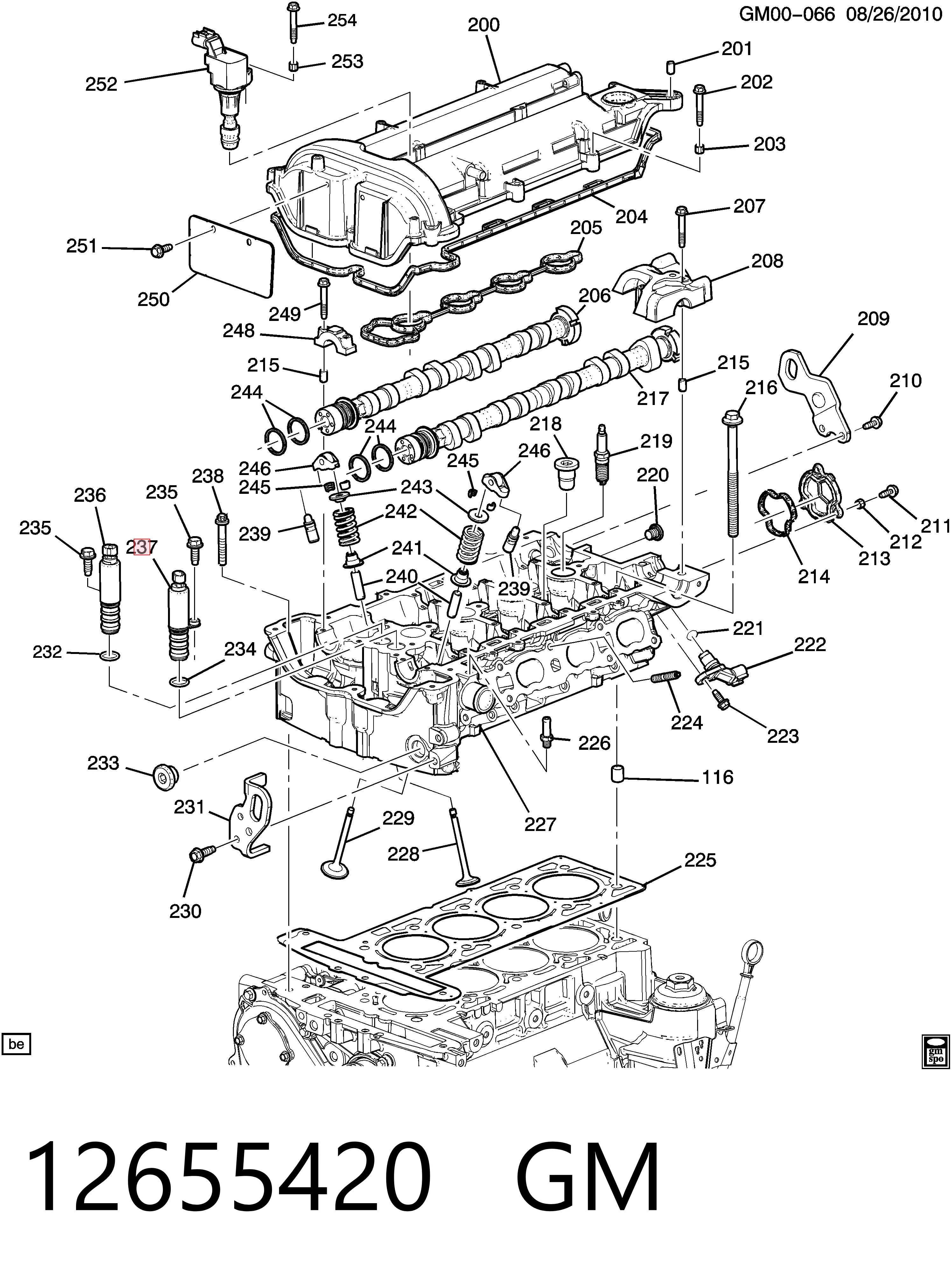 12655420 General Motors Zawór elektromagnetyczny położenia (faz) wałka rozrządu lewy