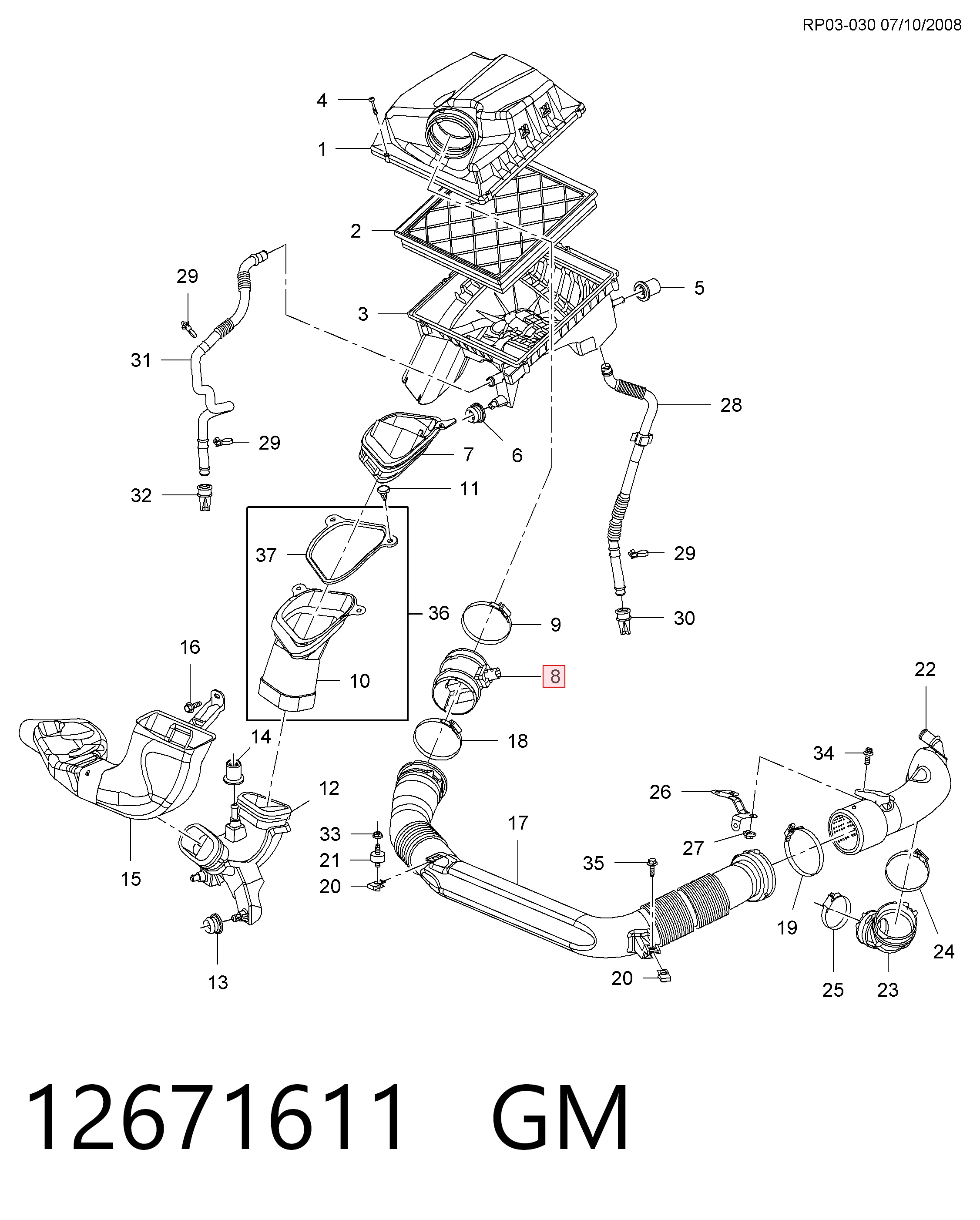  Czujnik przepływu powietrza, przepływomierz powietrza M.A.F. Chevrolet Orlando 