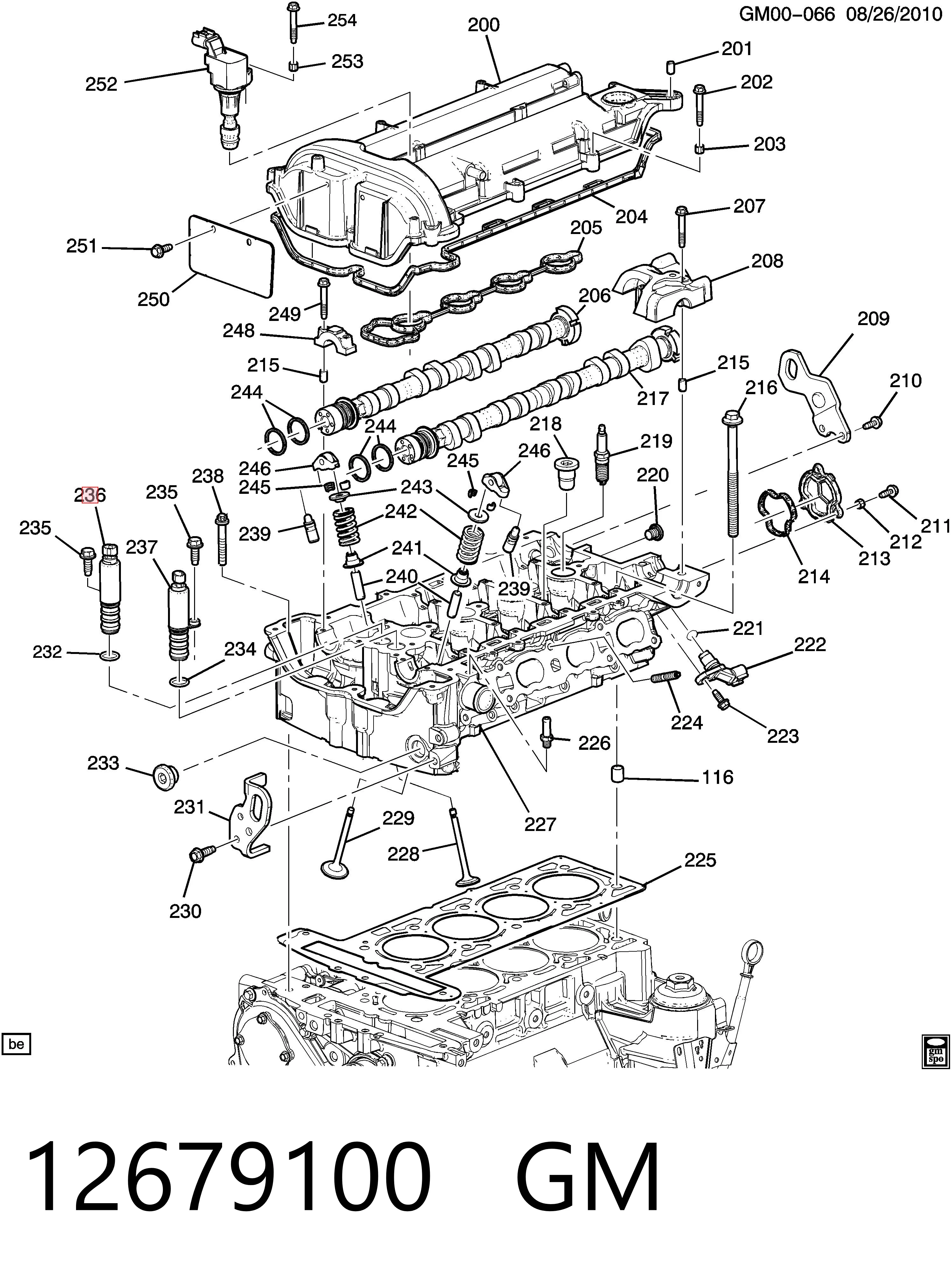 12679100 General Motors Zawór elektromagnetyczny położenia (faz) wałka rozrządu prawy