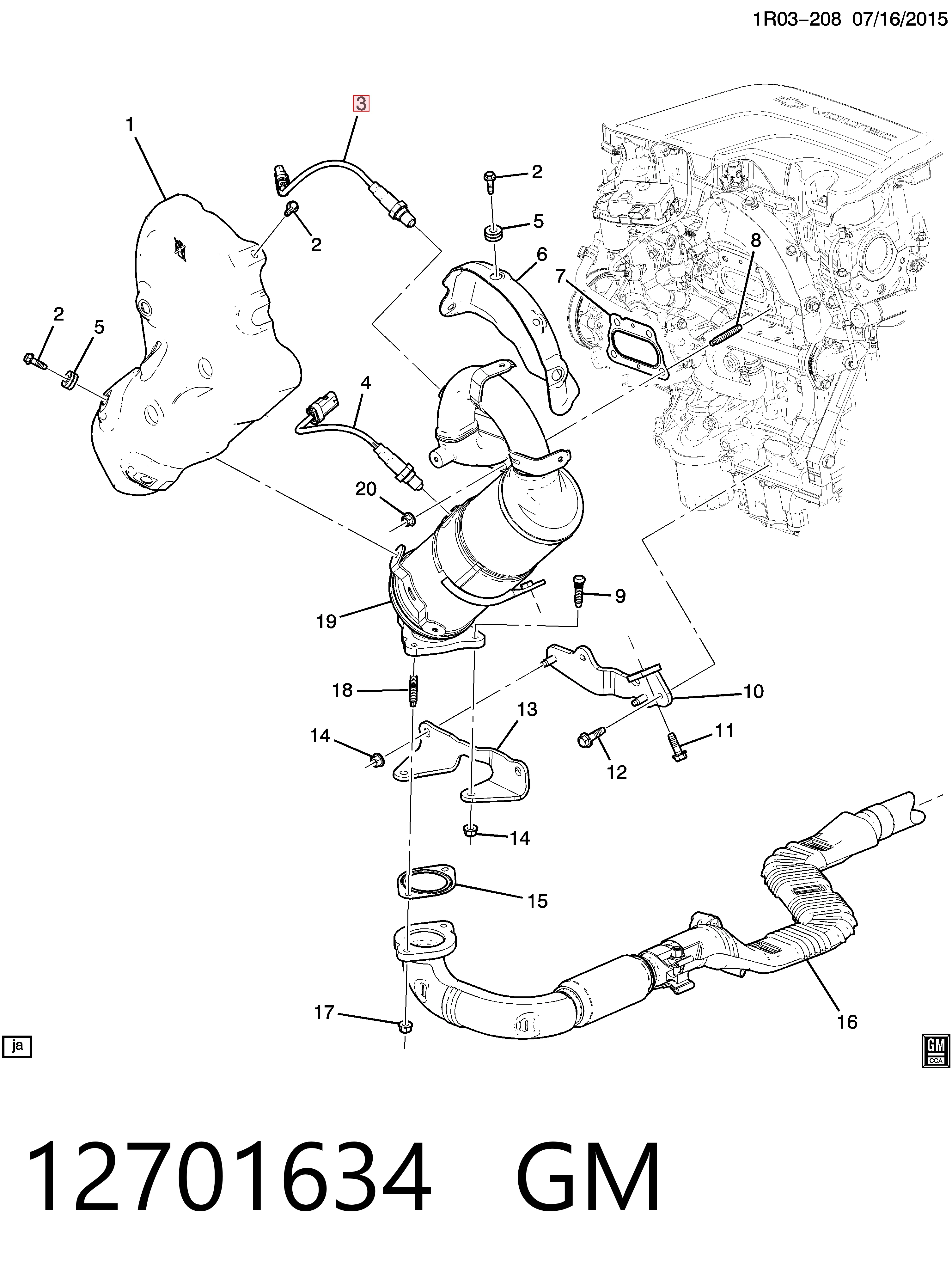 12701634 General Motors Sonda lambda, czujnik tlenu