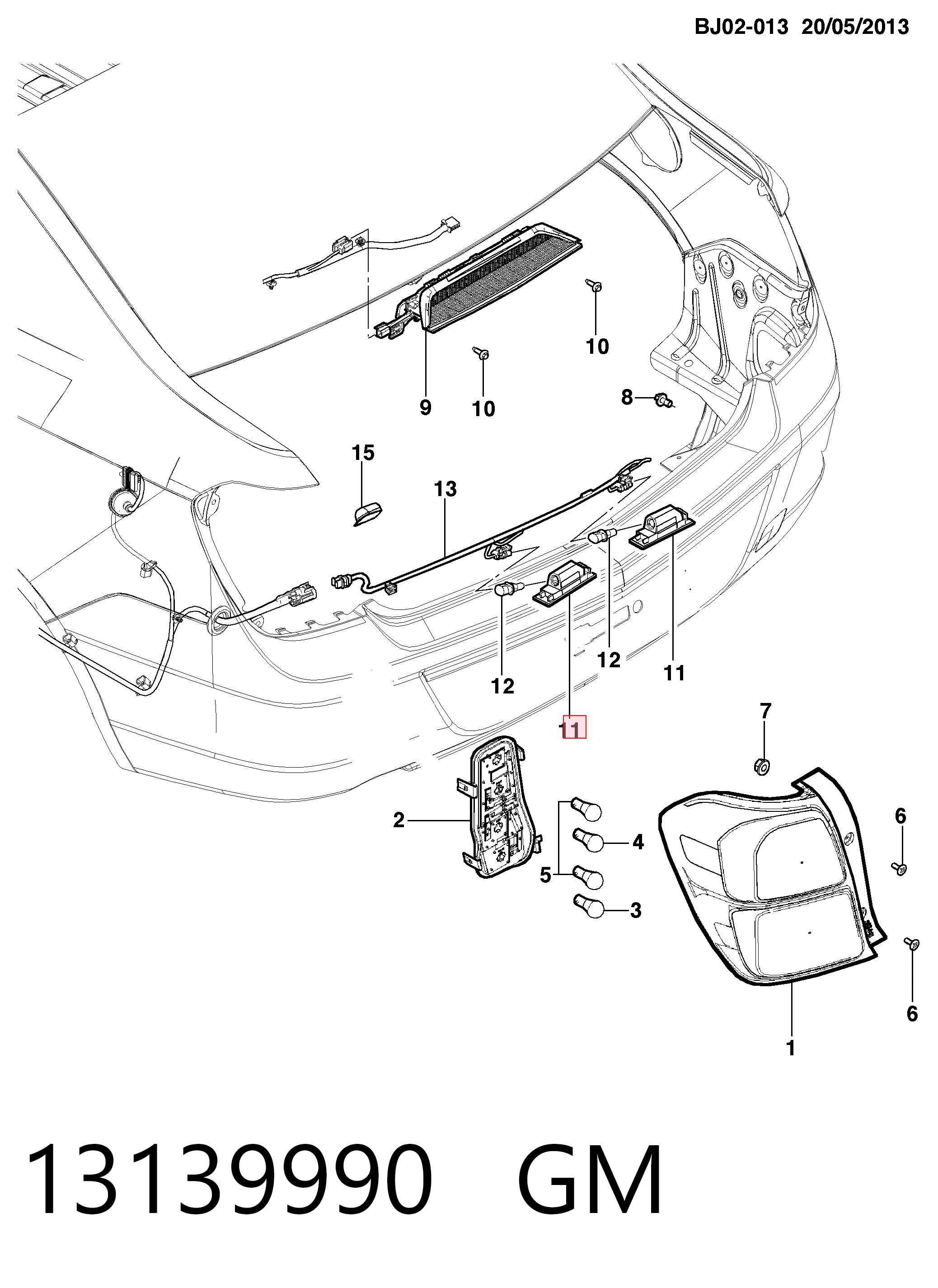 Lampa oświetlenia tylnej tablicy rejestracyjnej do Opel Astra H L35