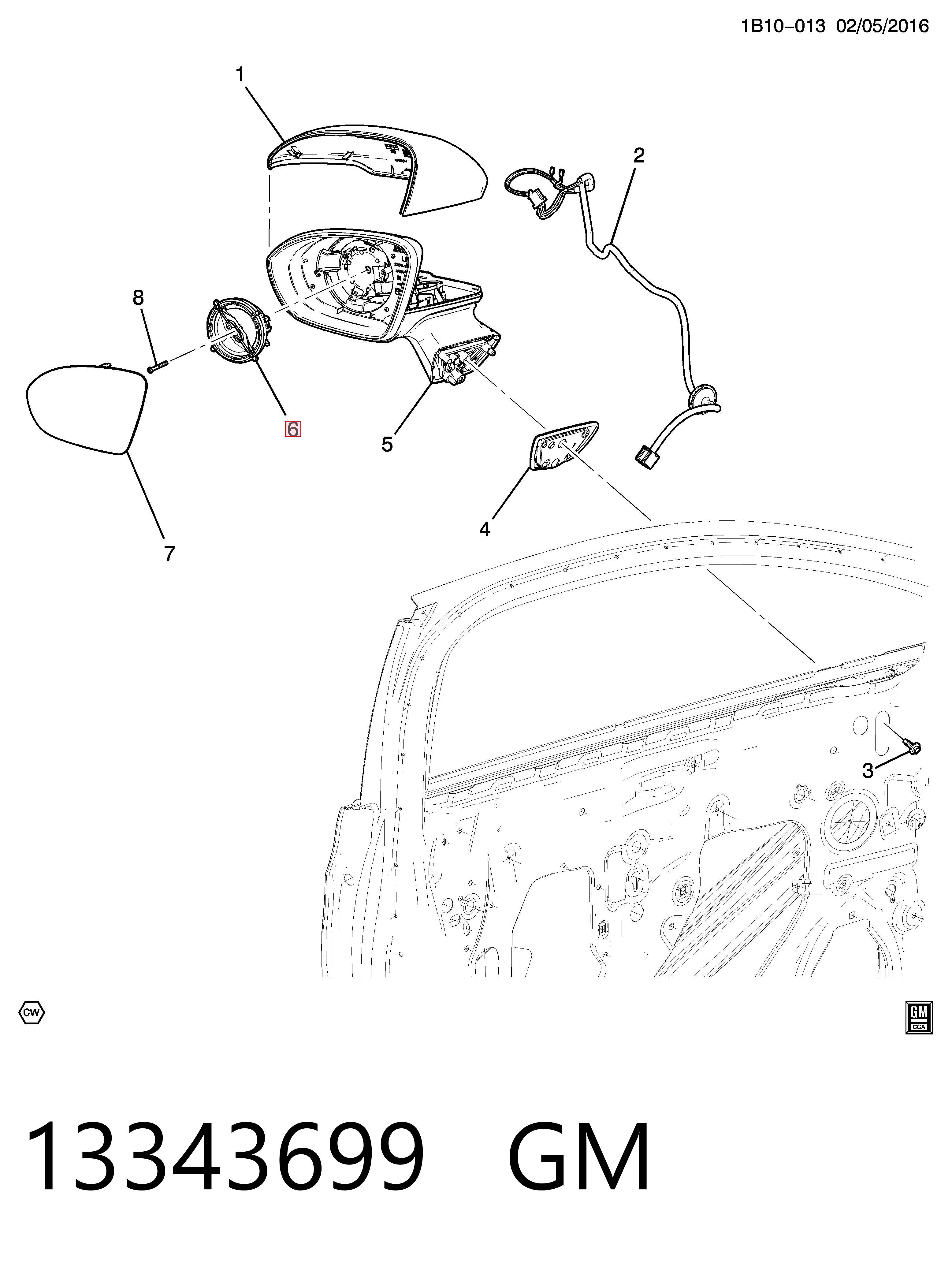 13343699 Peugeot/Citroen Lusterko wsteczne lewe
