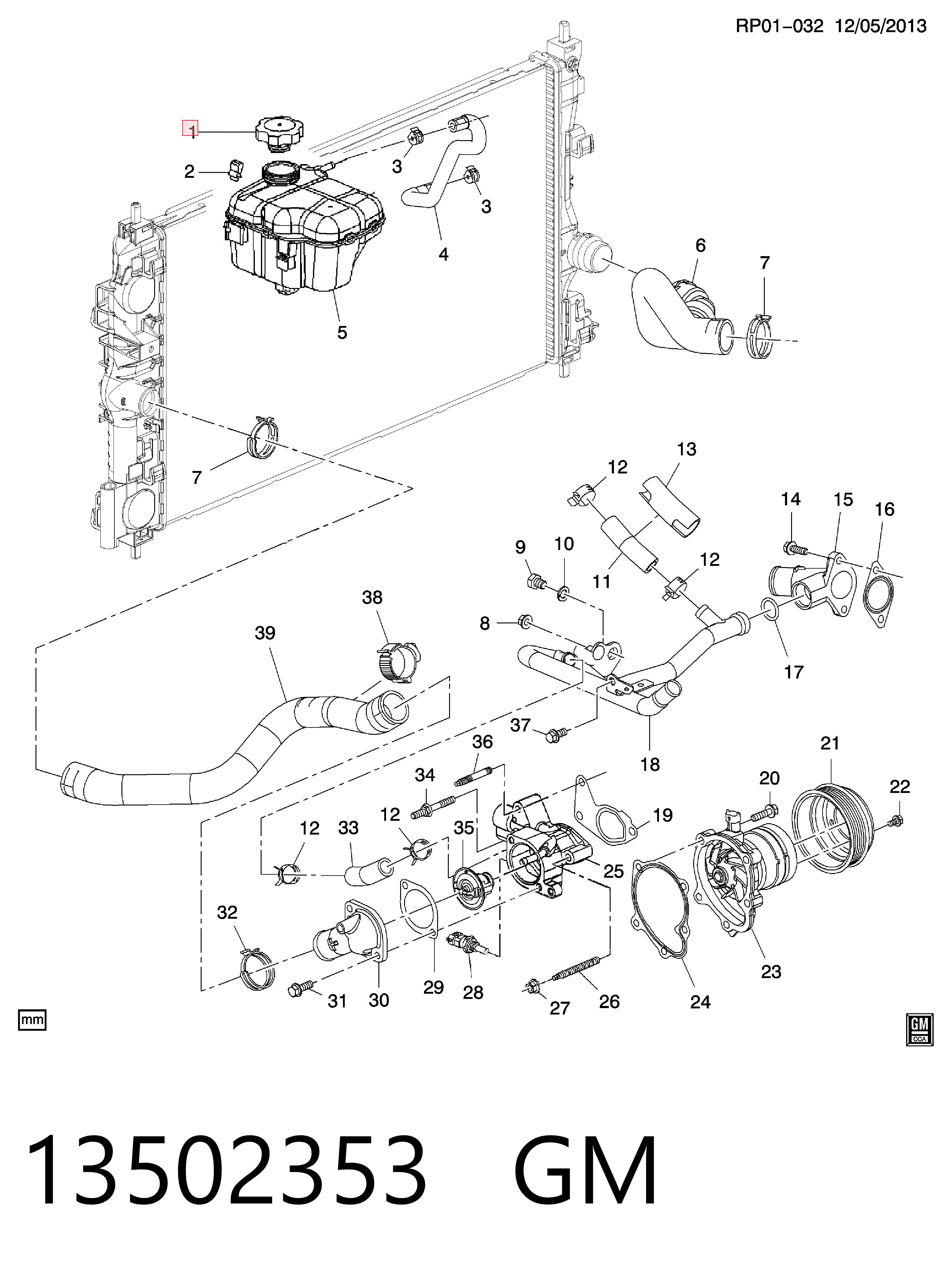 13502353 General Motors Pokrywa (korek) zbiornika wyrównawczego