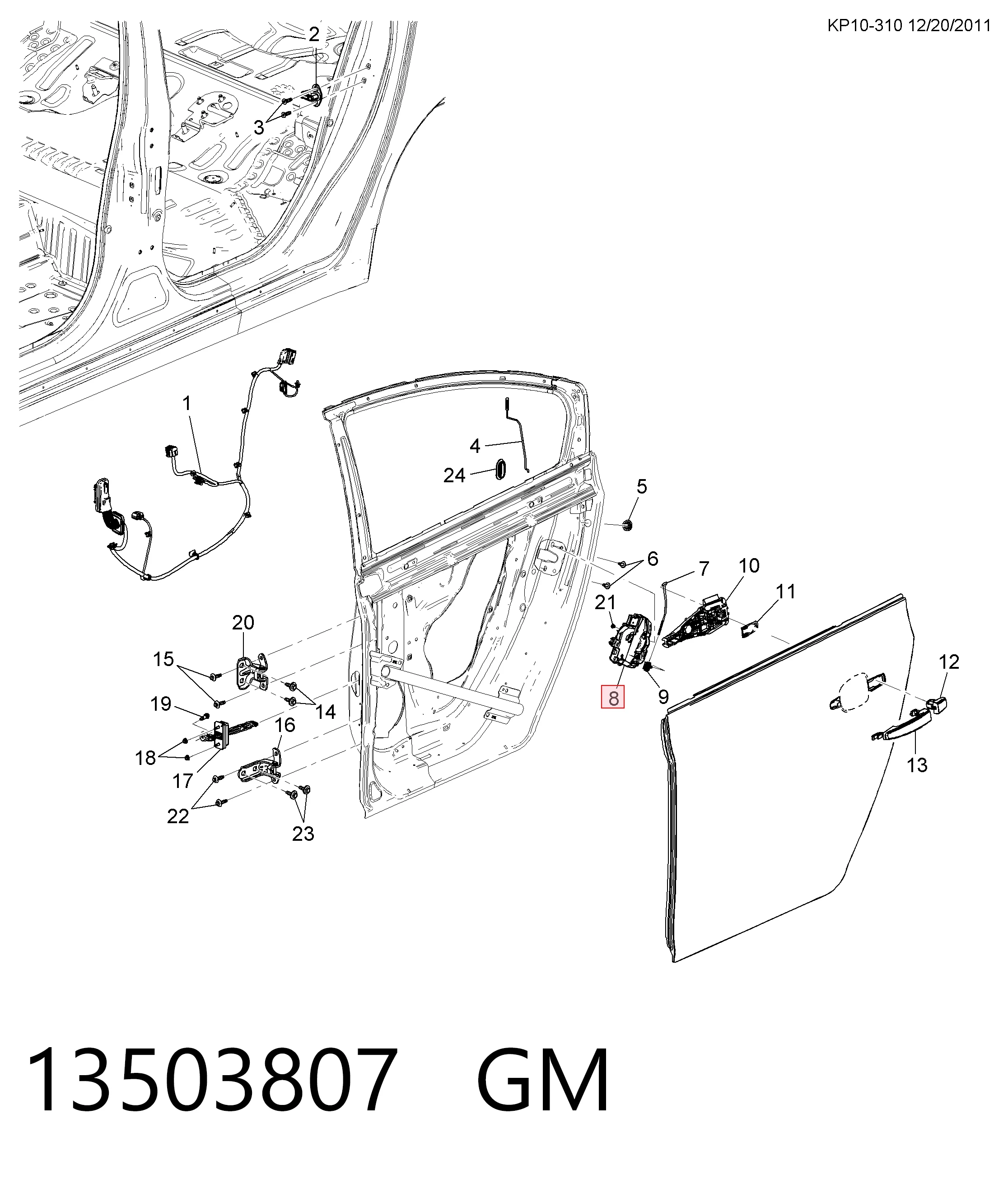 Do koszyka Zamek drzwi tylnych lewych Opel Zafira C P12