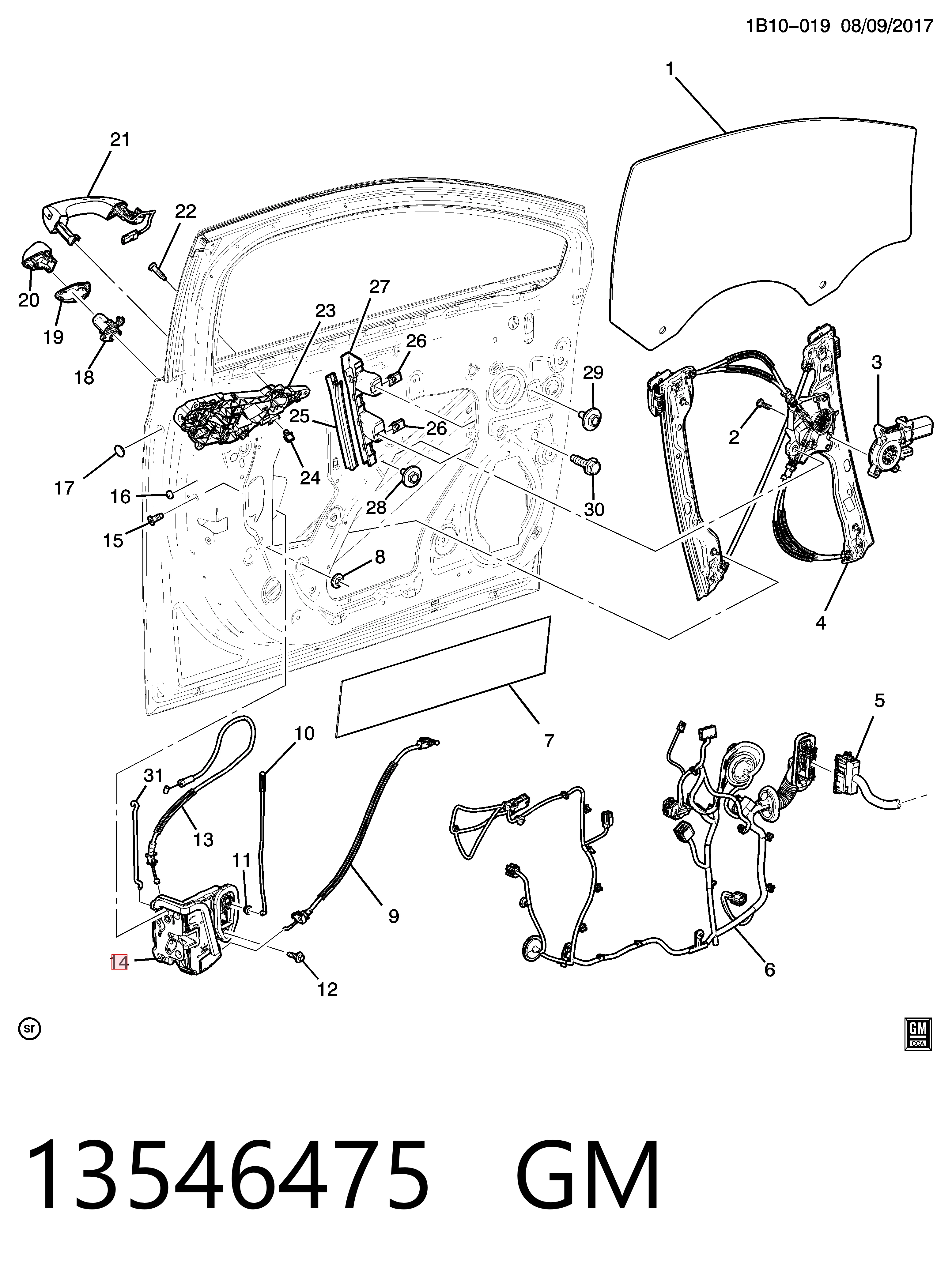 Zamek drzwi przednich lewych do Chevrolet VOLT II 