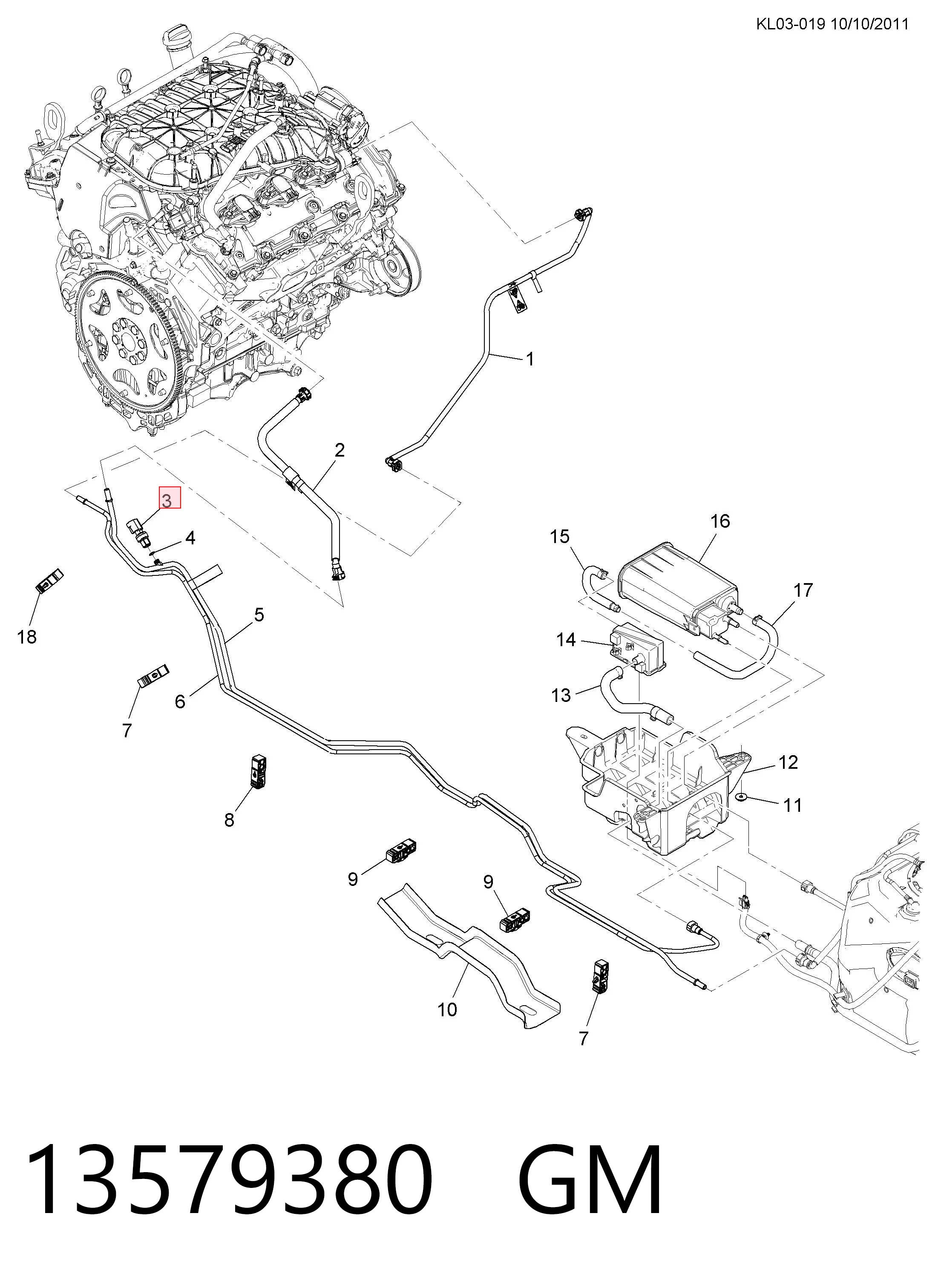 13579380 General Motors Czujnik ciśnienia paliwa