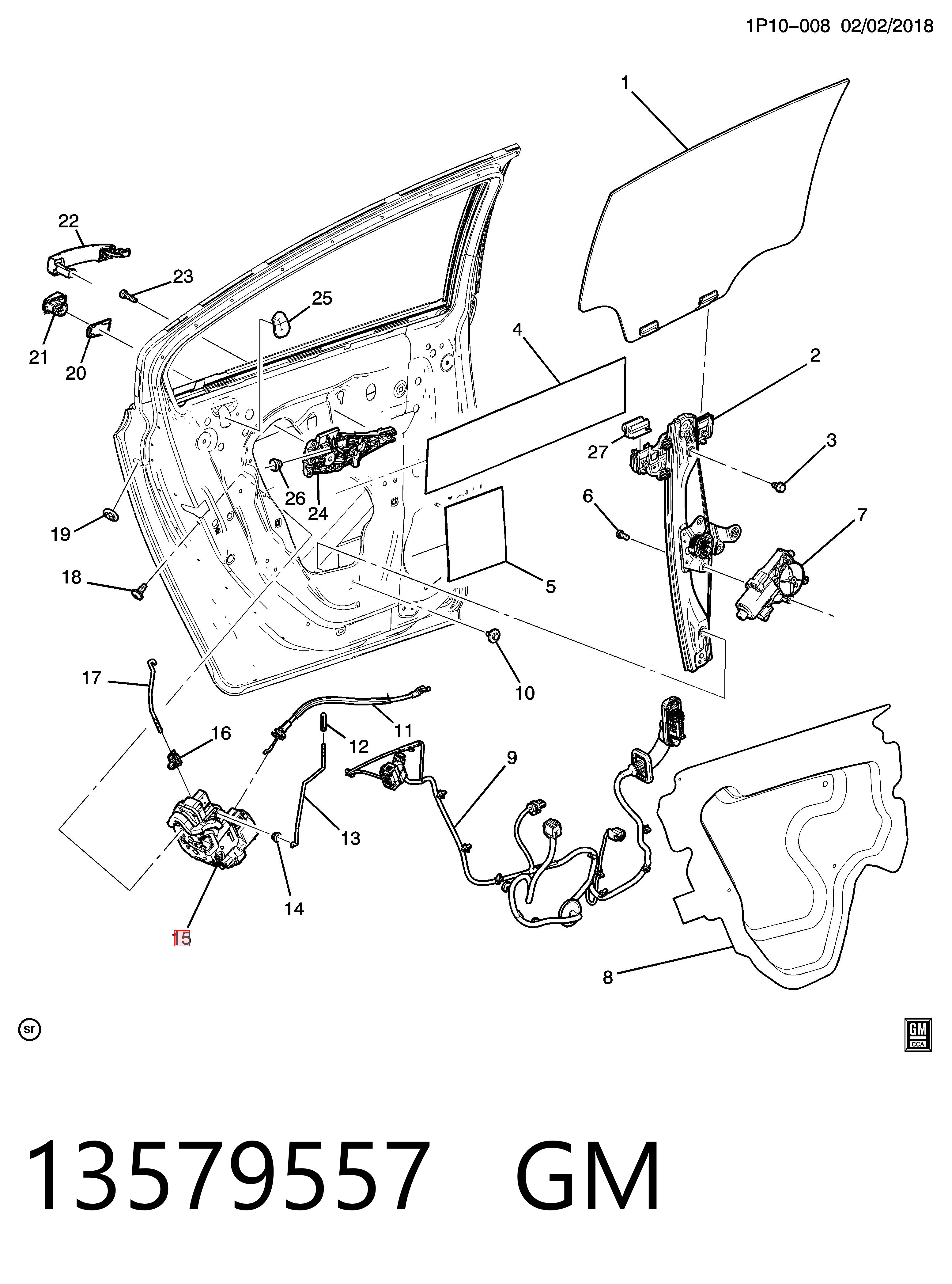 Zamek drzwi tylnych lewych do Opel Zafira C P12