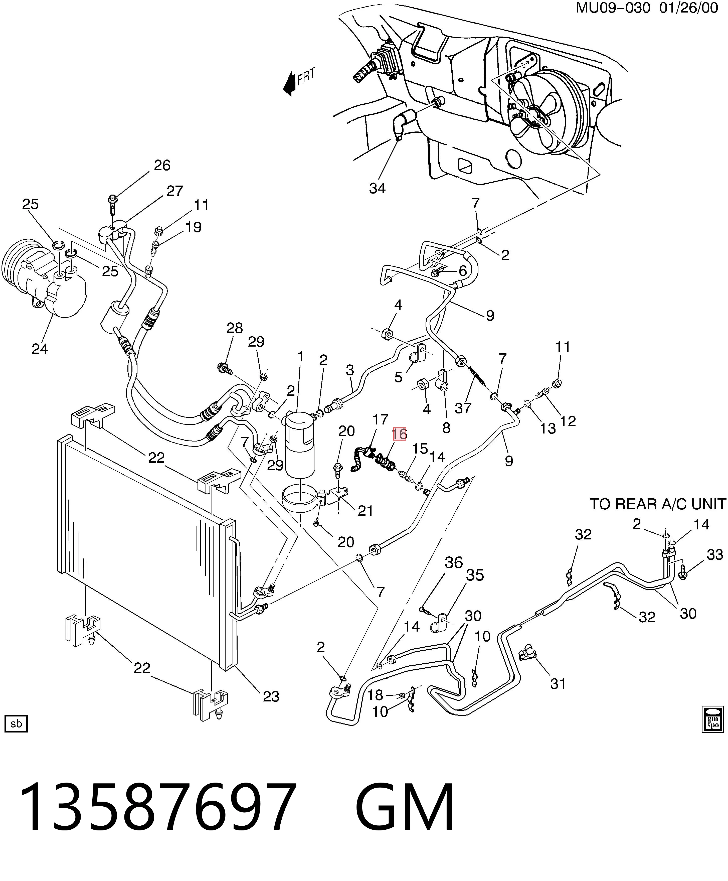 13587697 General Motors Czujnik ciśnienia bezwzględnego klimatyzacji