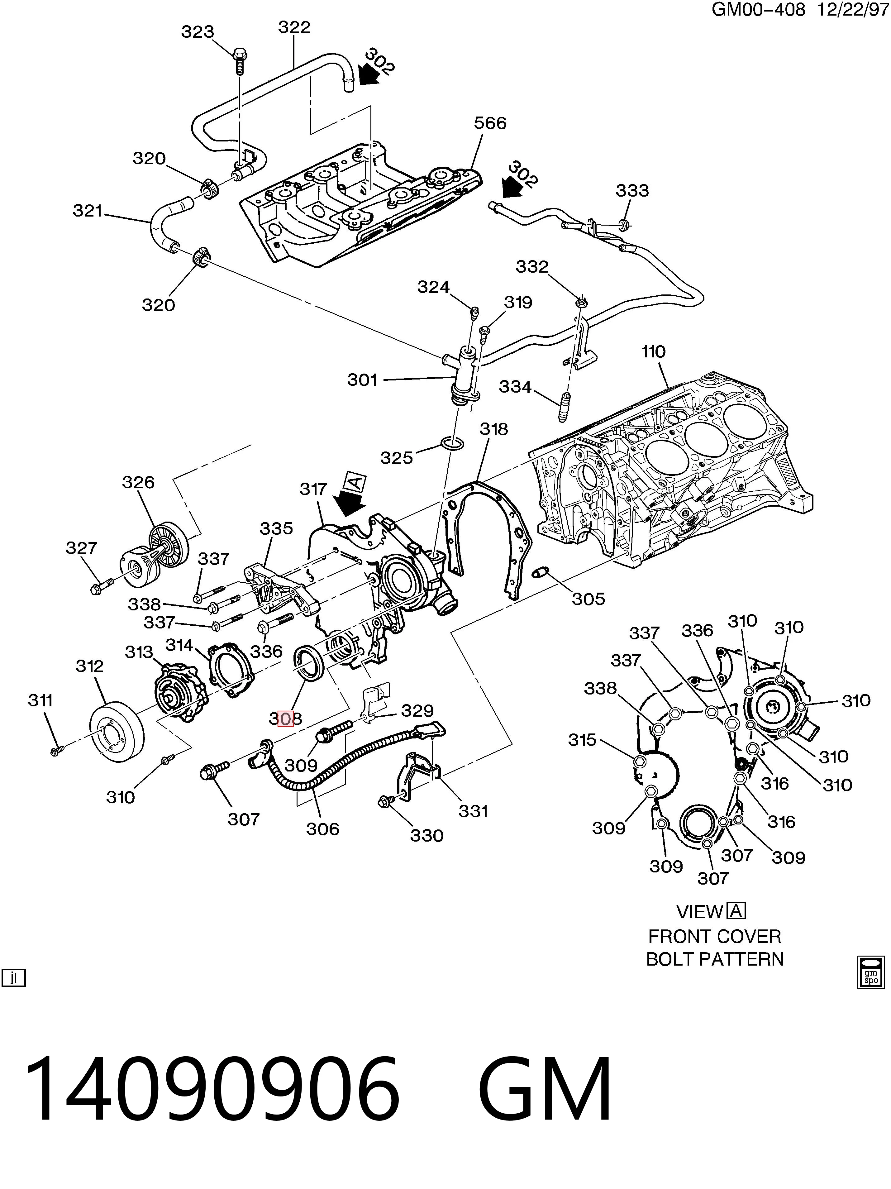 14090906 General Motors Uszczelniacz wału korbowego przedni