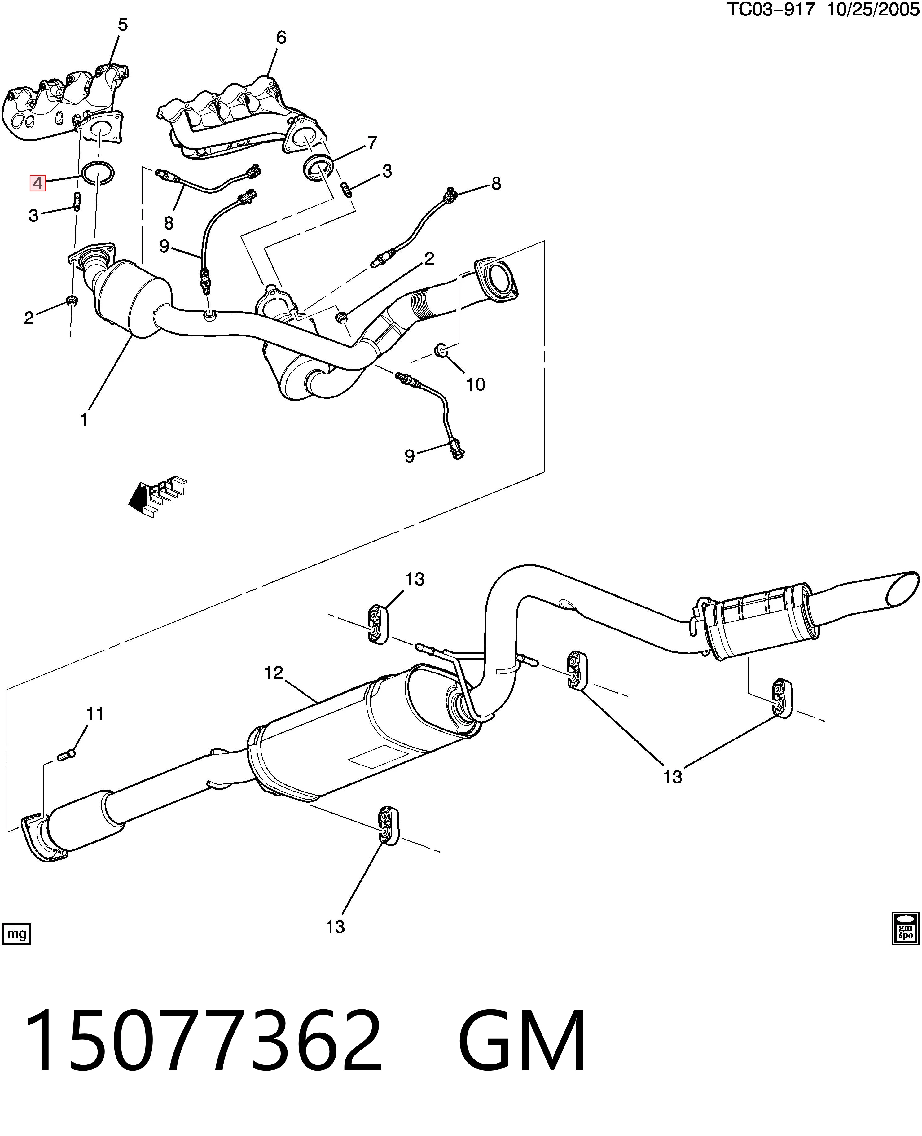 15077362 General Motors Uszczelka rury odbiornika tłumika