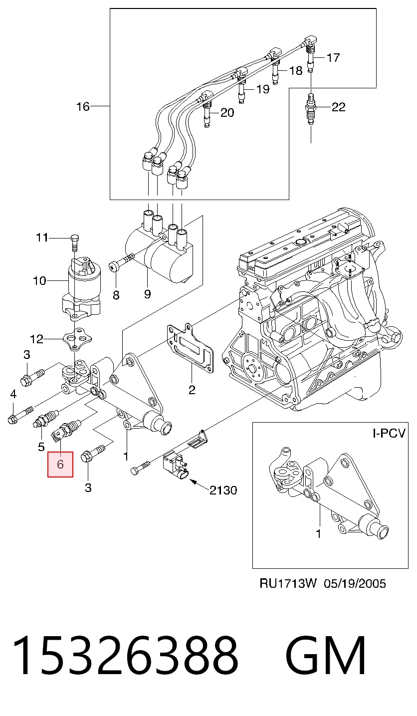15326388 General Motors Czujnik temperatury płynu chłodzącego