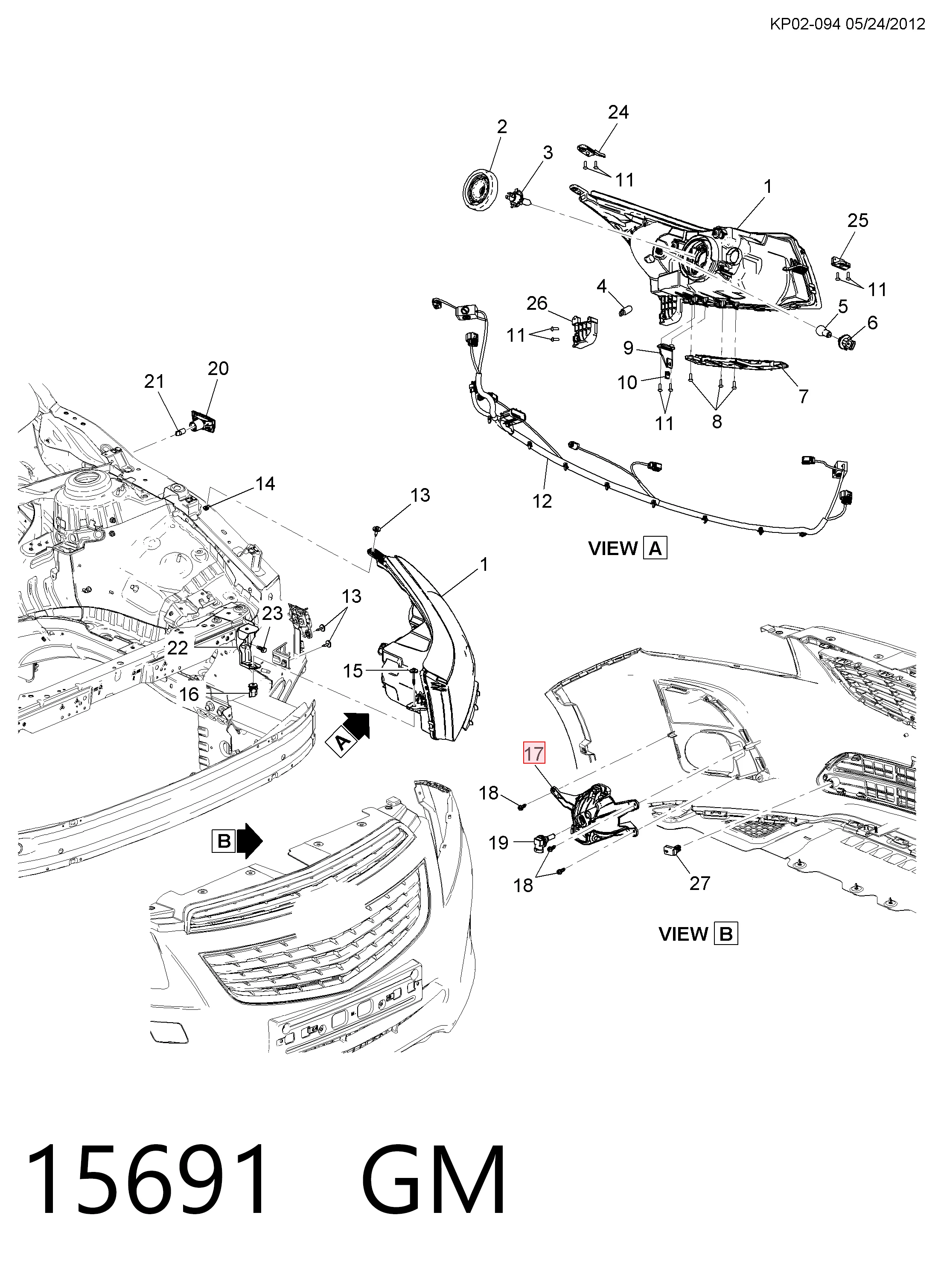 15691 General Motors Lampa przeciwmgielna lewa