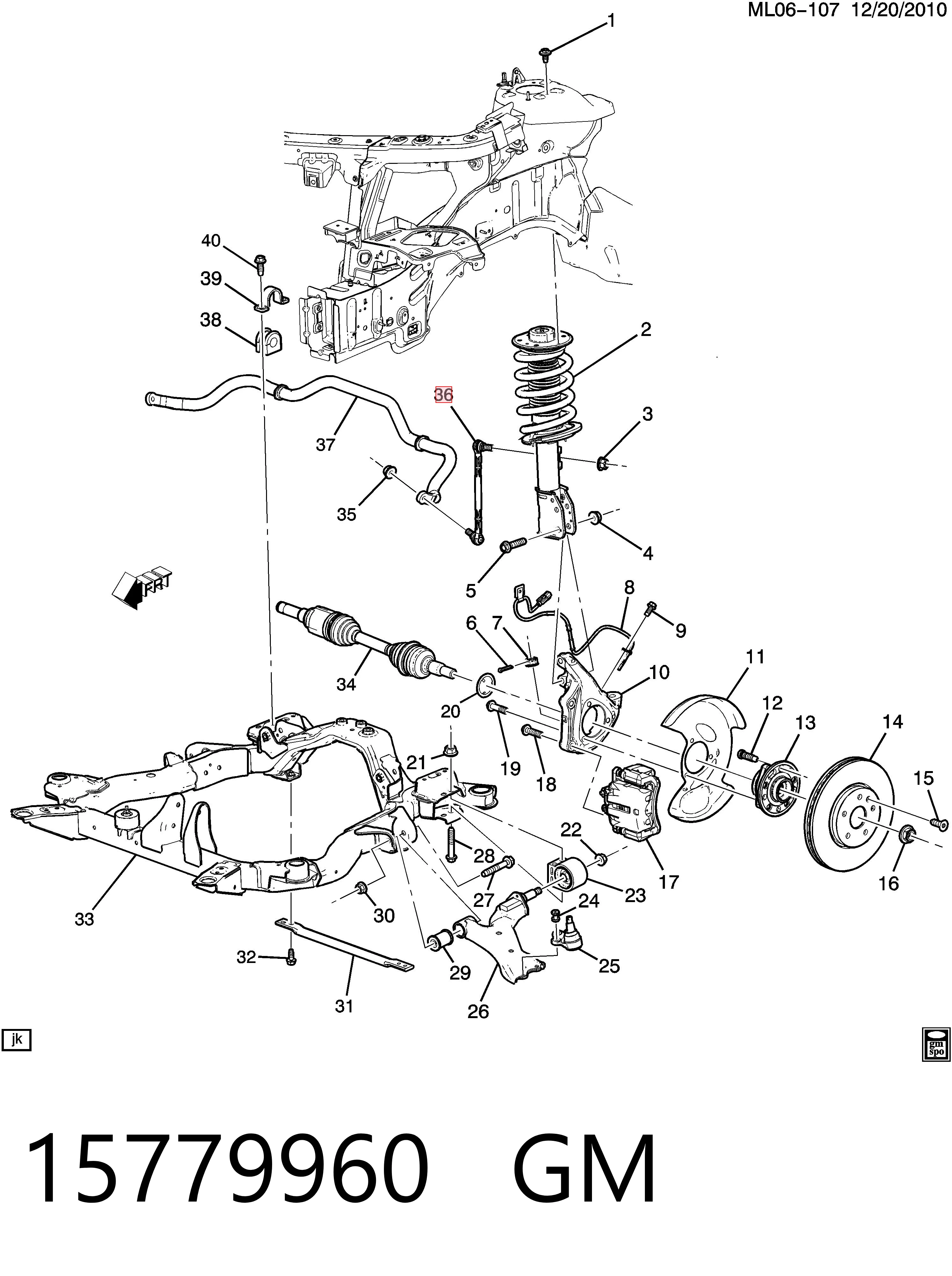 15779960 General Motors Łącznik stabilizatora przedniego lewy