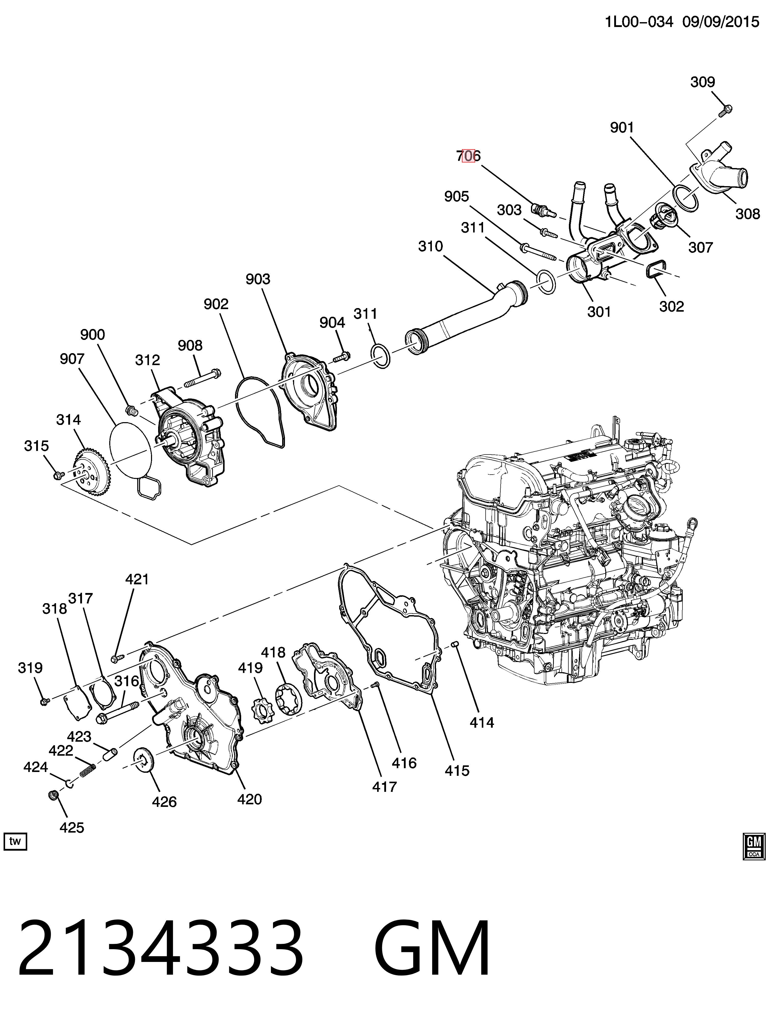 2134333 General Motors Czujnik temperatury płynu chłodzącego