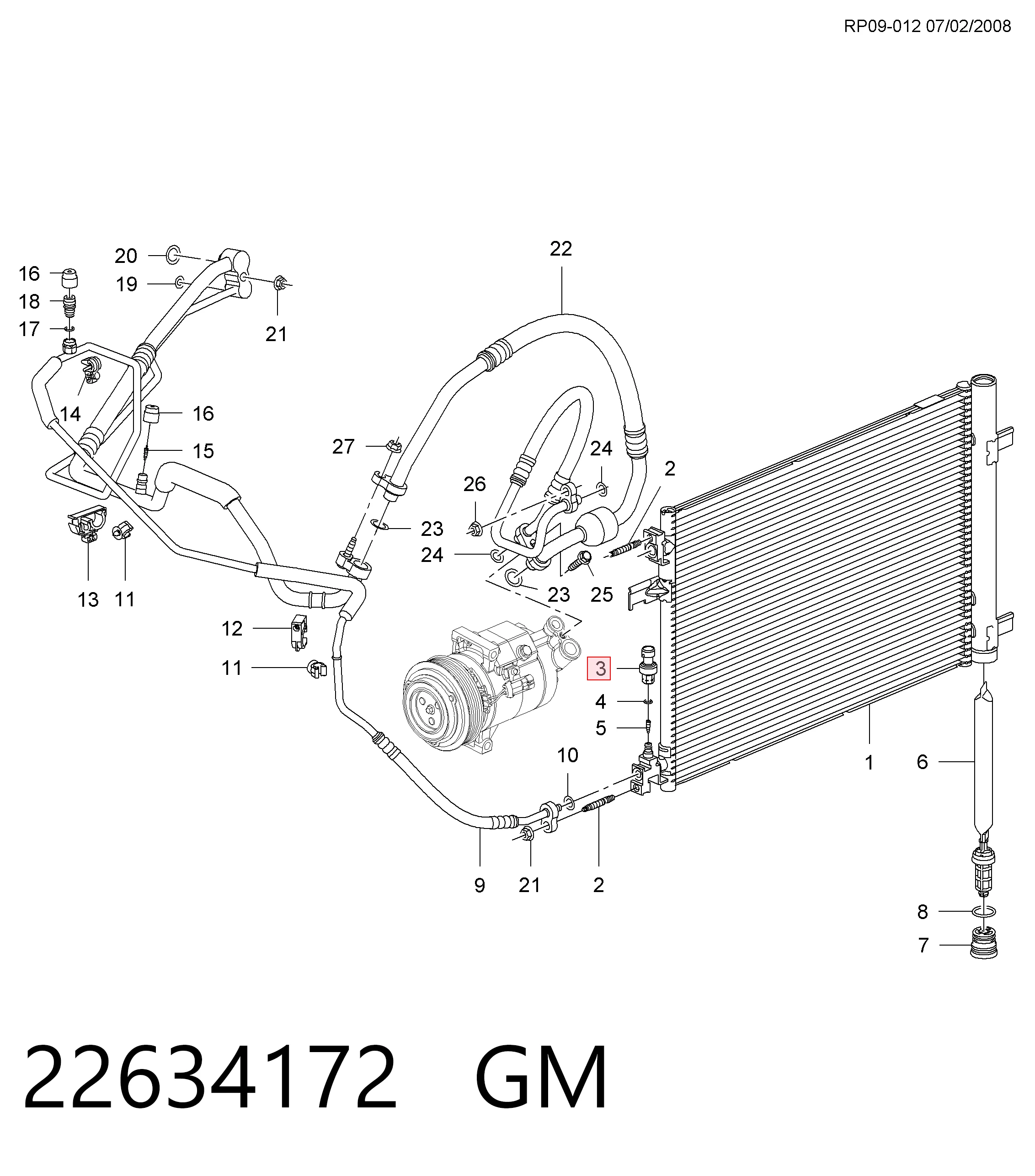 22634172 General Motors Czujnik ciśnienia bezwzględnego klimatyzacji