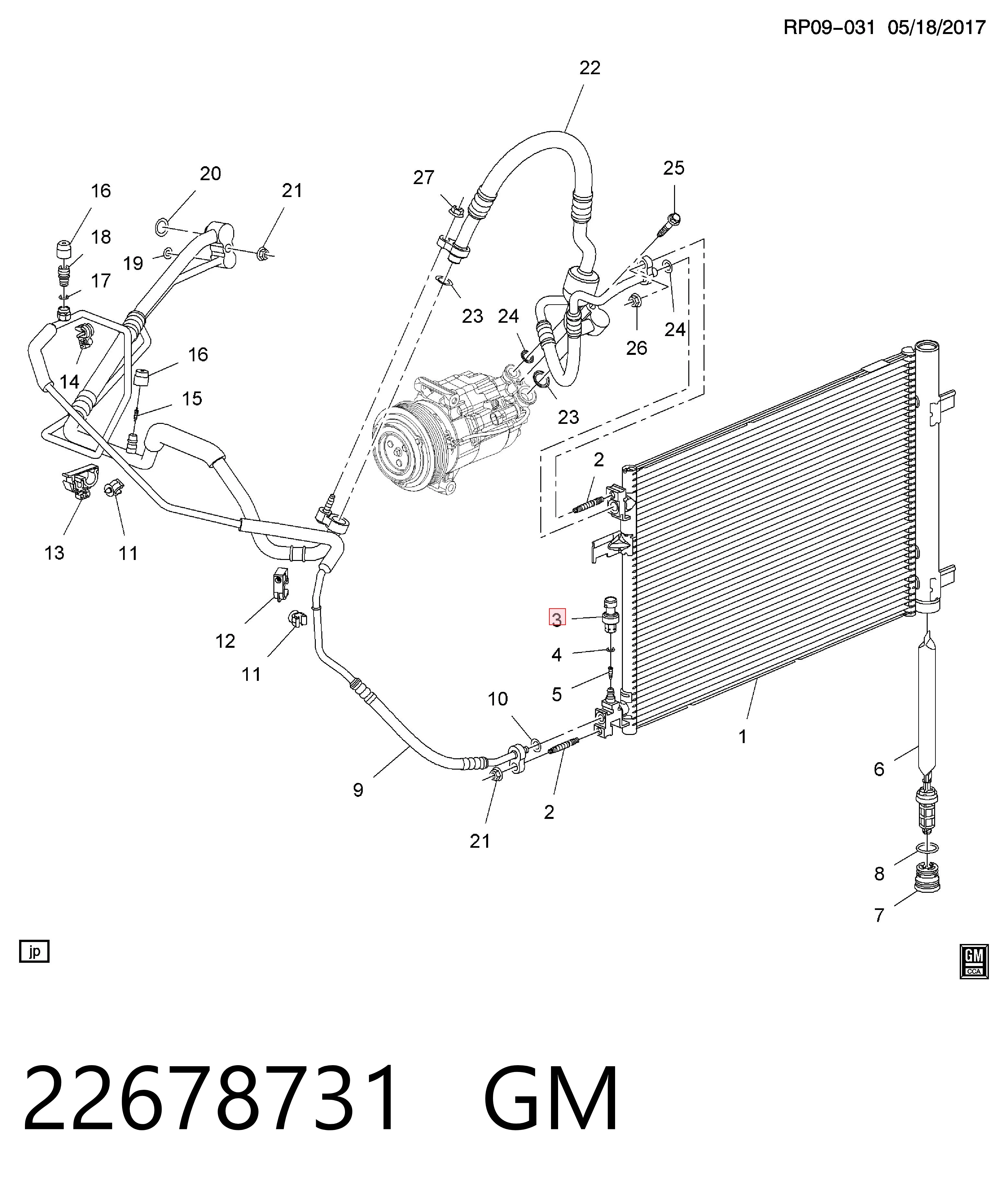 22678731 General Motors Czujnik ciśnienia bezwzględnego klimatyzacji