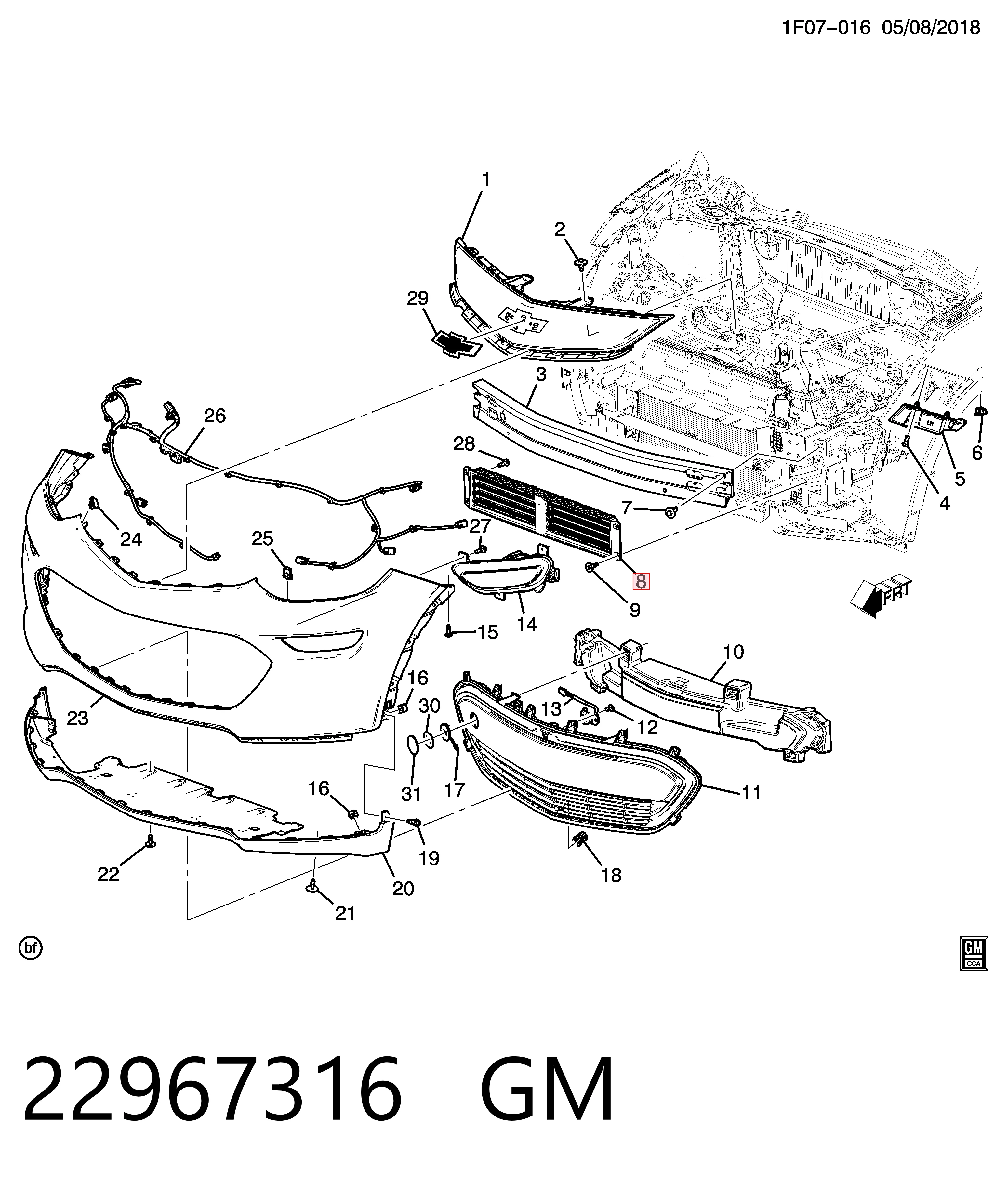 22967316 General Motors Żaluzja chłodnicy