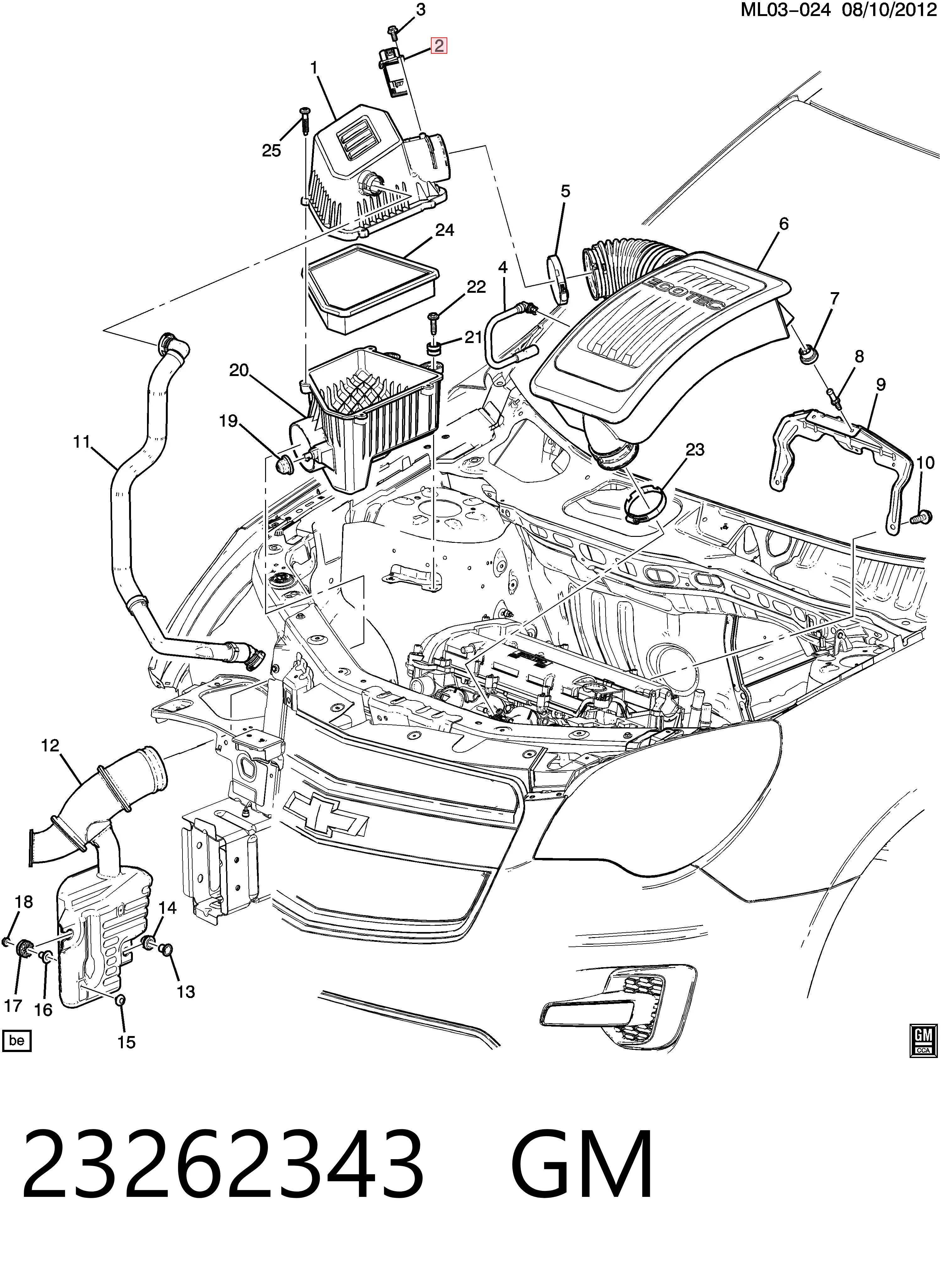 23262343 General Motors Czujnik przepływu powietrza, przepływomierz powietrza M.A.F.