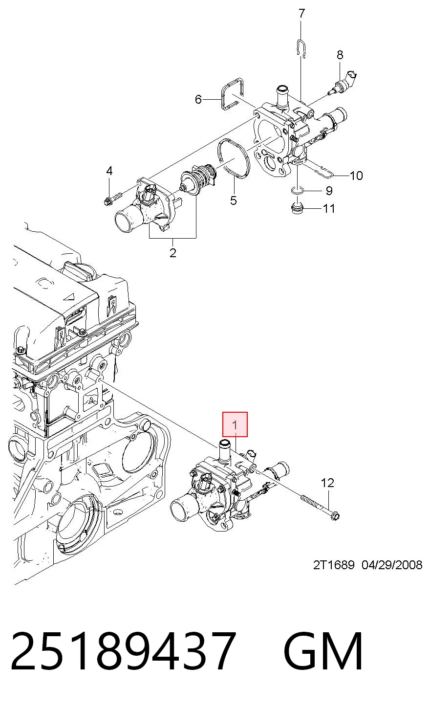 25189437 General Motors Obudowa termostatu