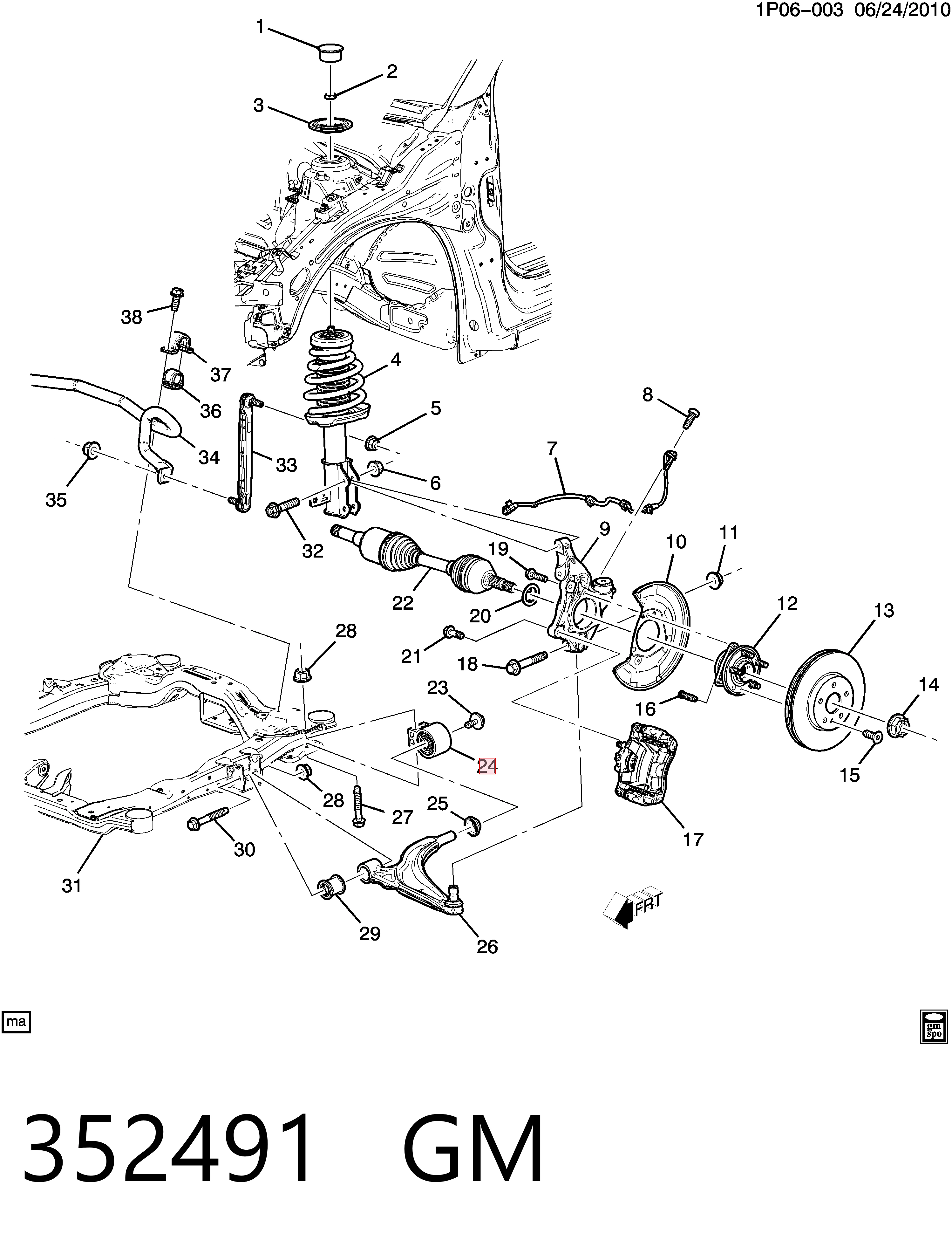 352491 General Motors Silentblock przedniego wahacza dolnego