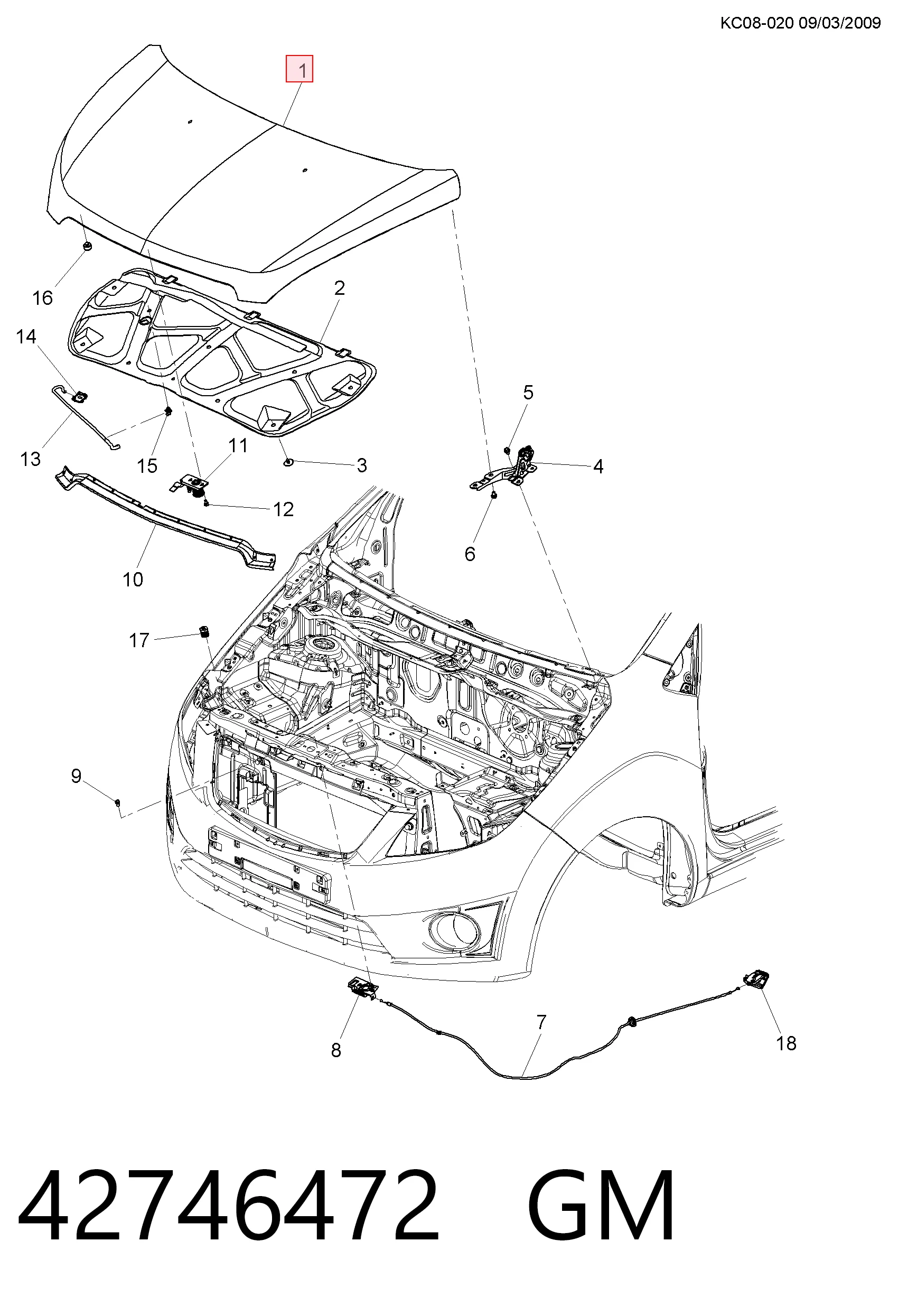 Maska silnika do Chevrolet Spark (Matiz)  M300